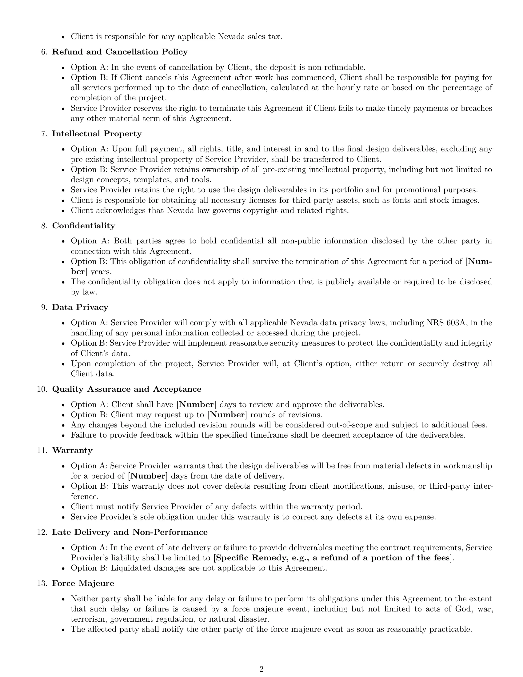 Preview page 2 of Free Nevada design service contract template