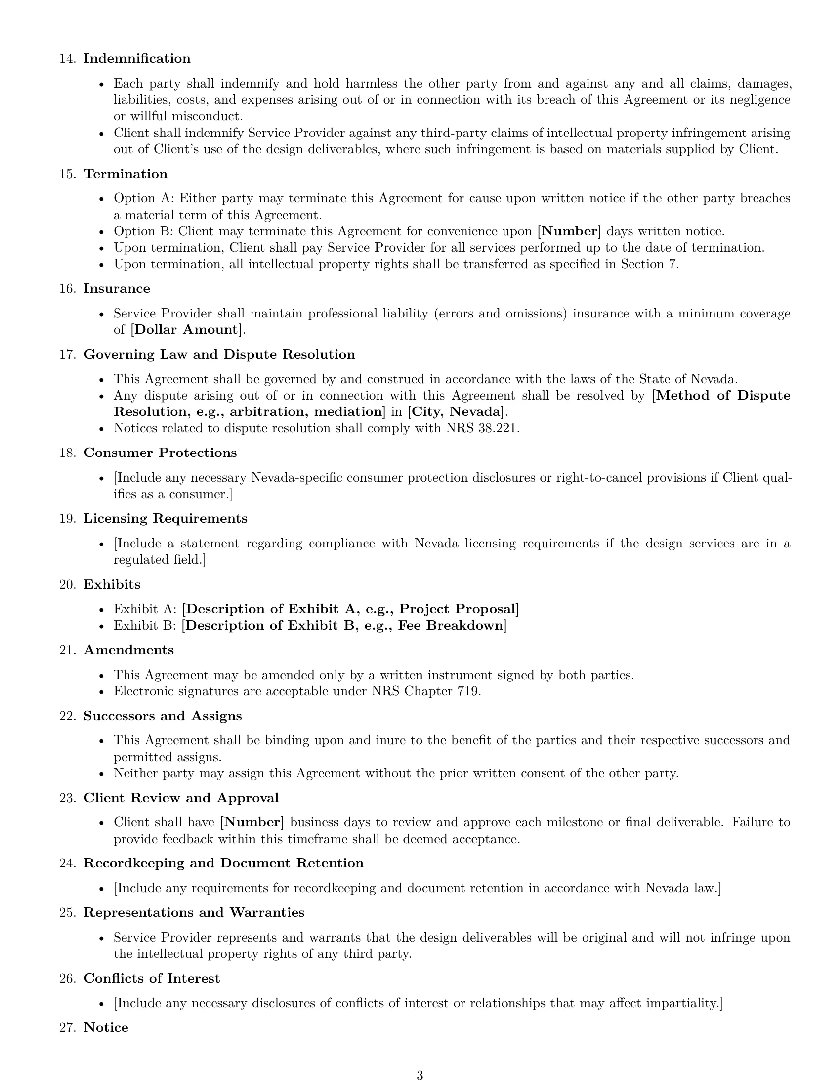 Preview page 3 of Free Nevada design service contract template