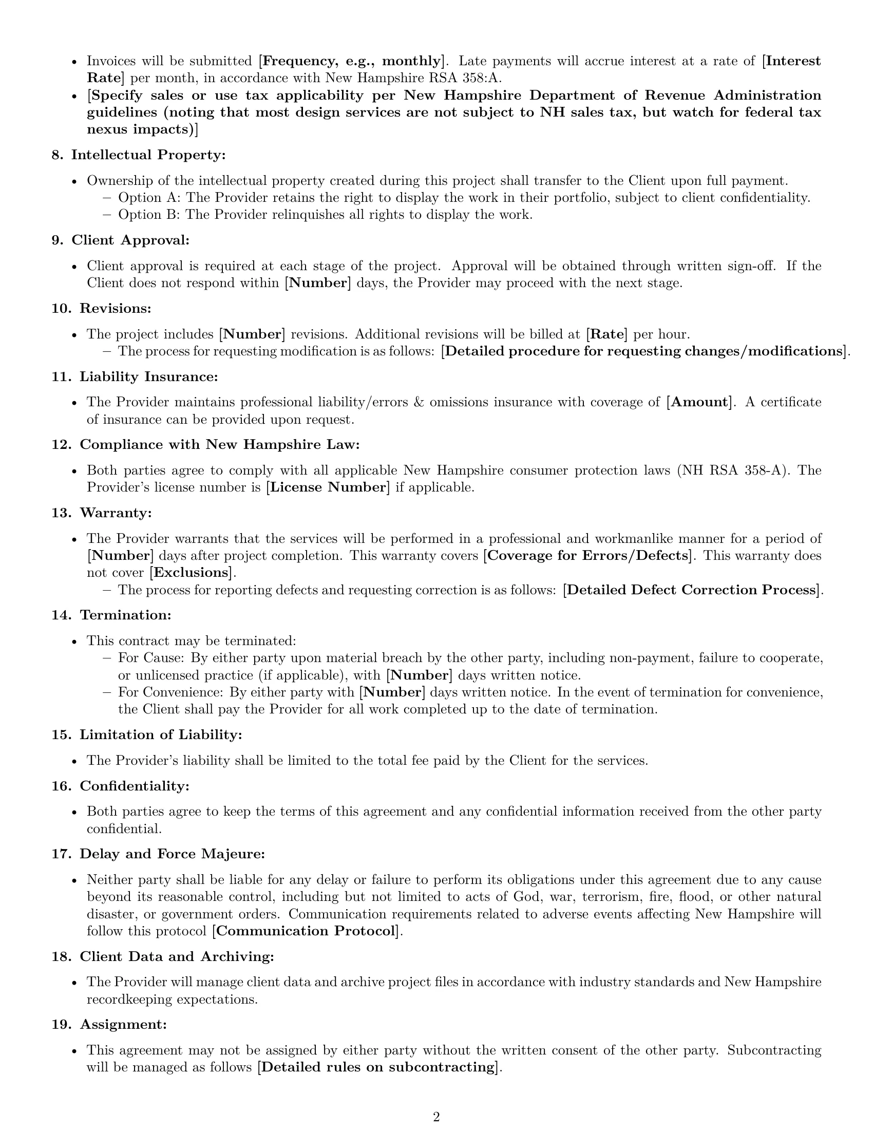 Preview page 2 of Free New Hampshire design service contract template