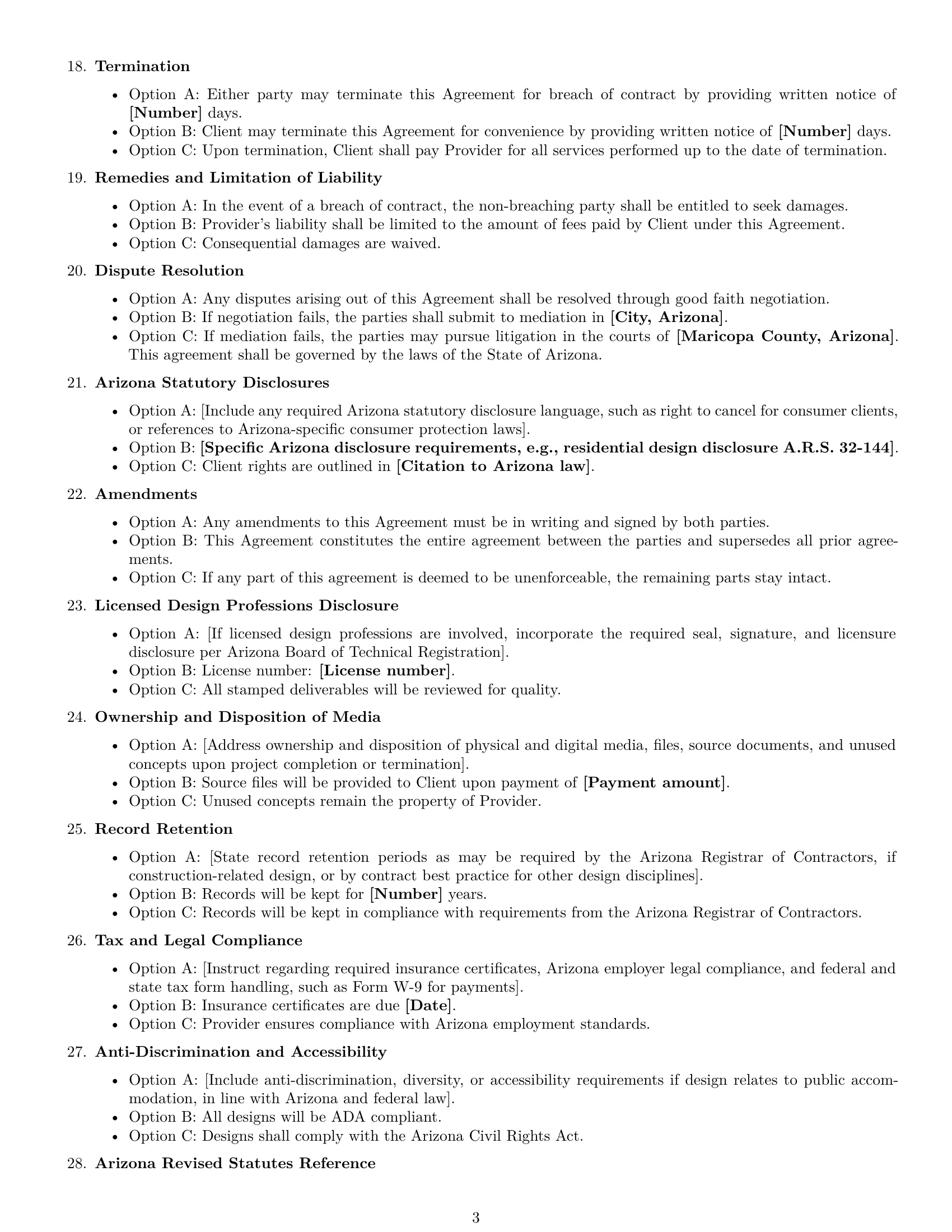 Preview page 3 of Free Arizona design service contract template