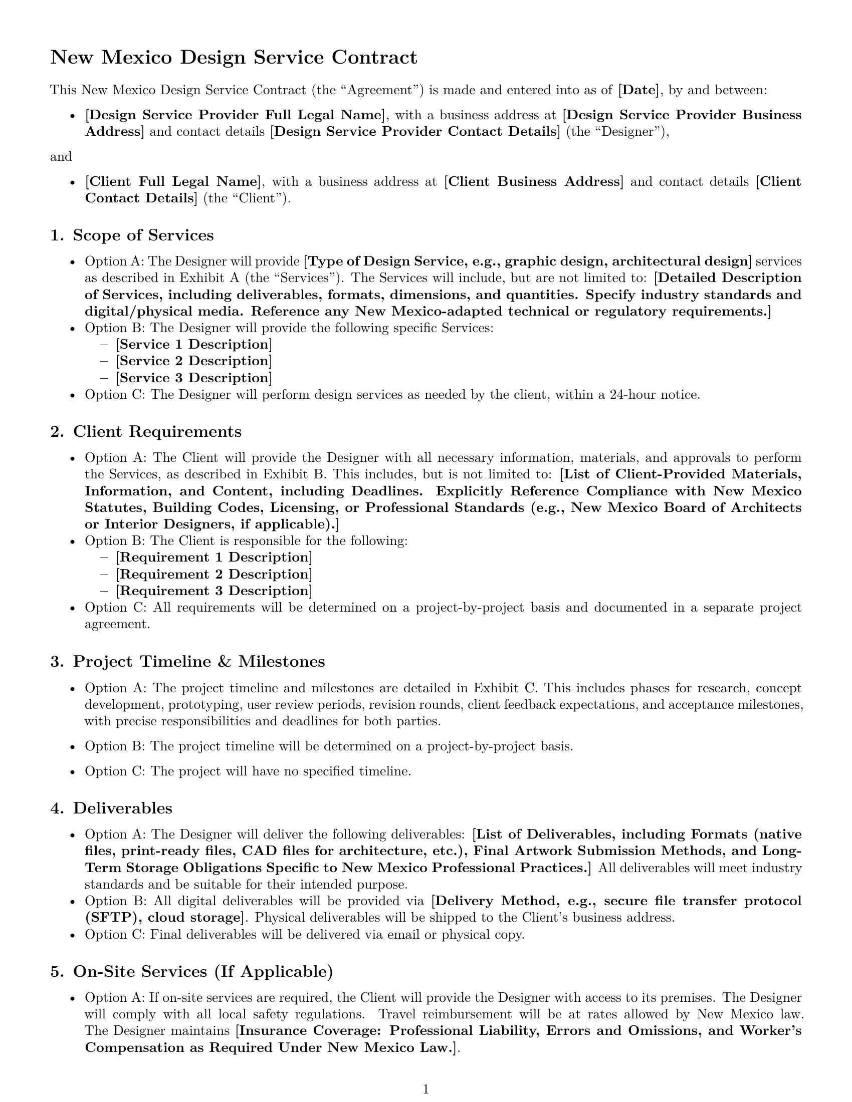 Preview page 1 of Free New Mexico design service contract template