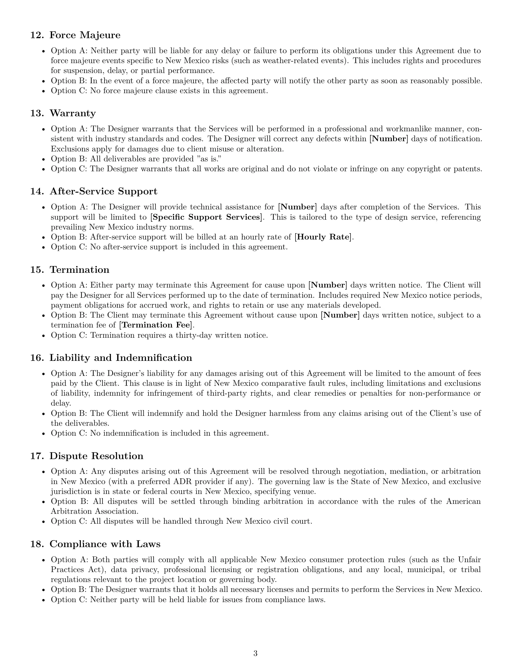 Preview page 3 of Free New Mexico design service contract template