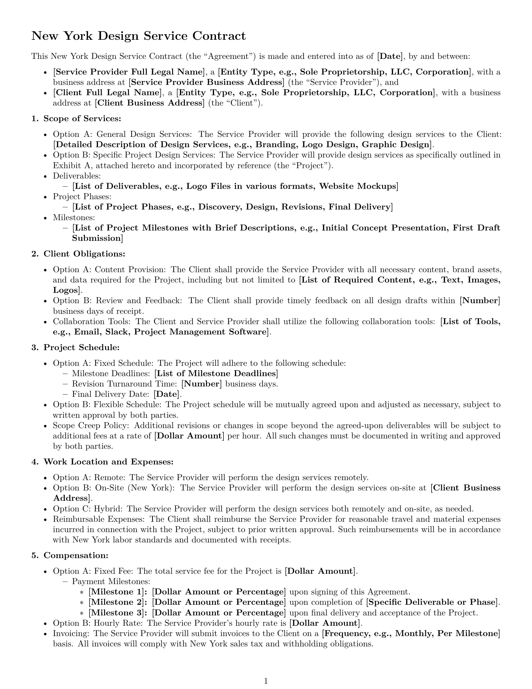 Preview page 1 of Free New York design service contract template