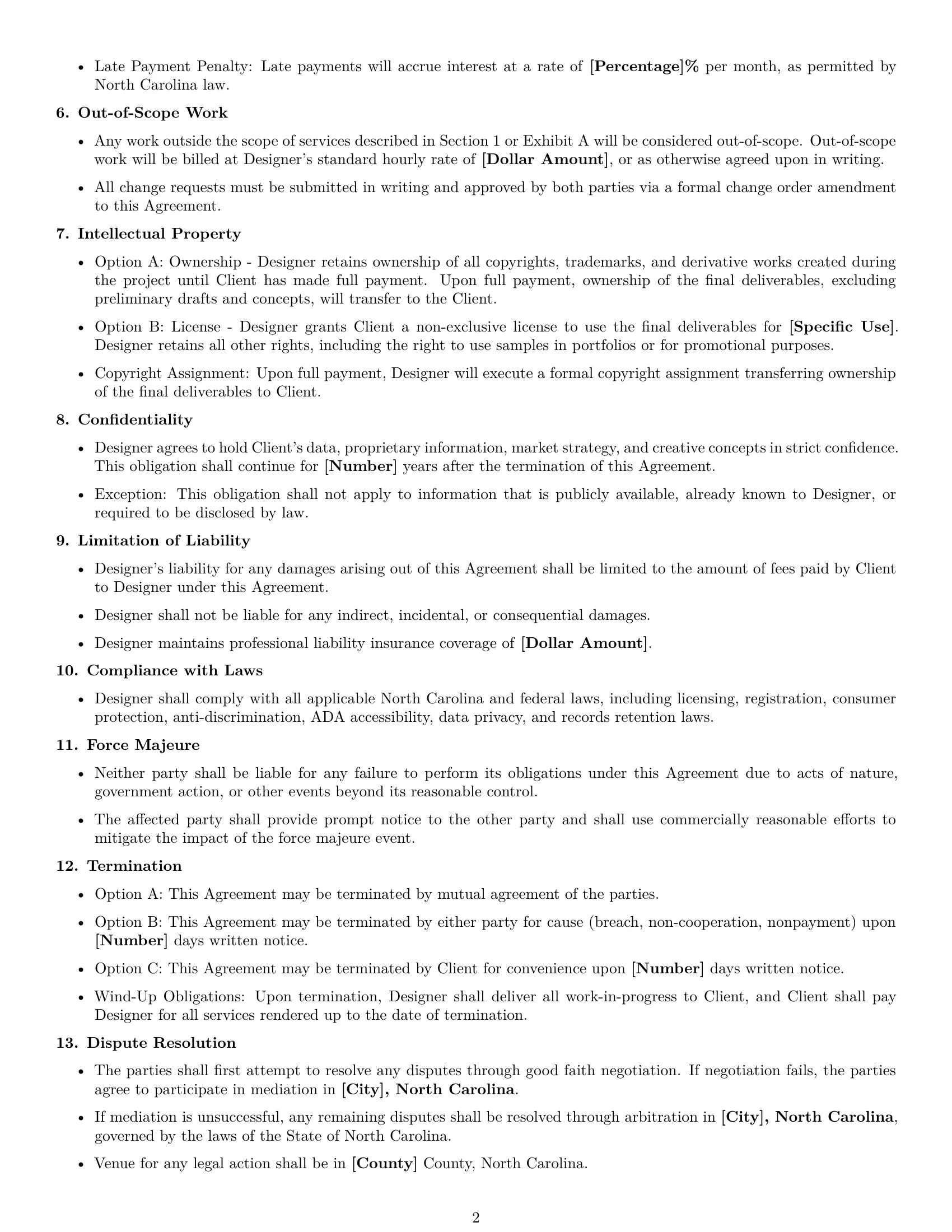 Preview page 2 of Free North Carolina design service contract template