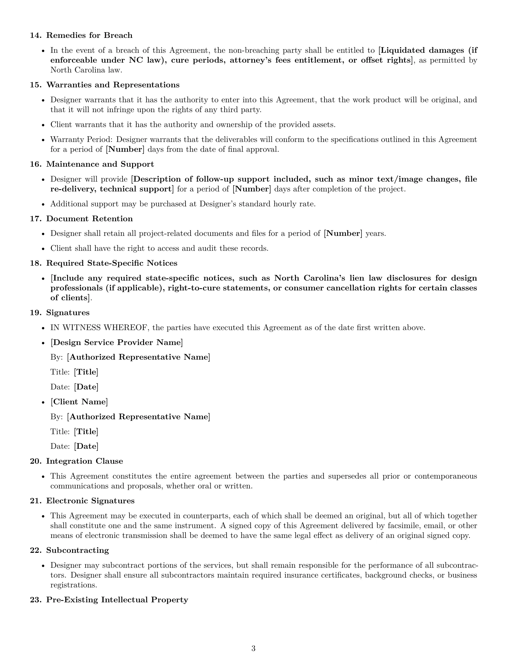 Preview page 3 of Free North Carolina design service contract template