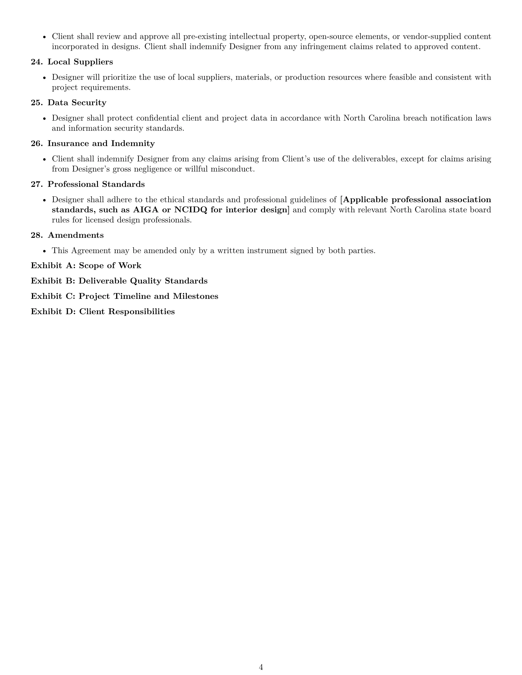 Preview page 4 of Free North Carolina design service contract template