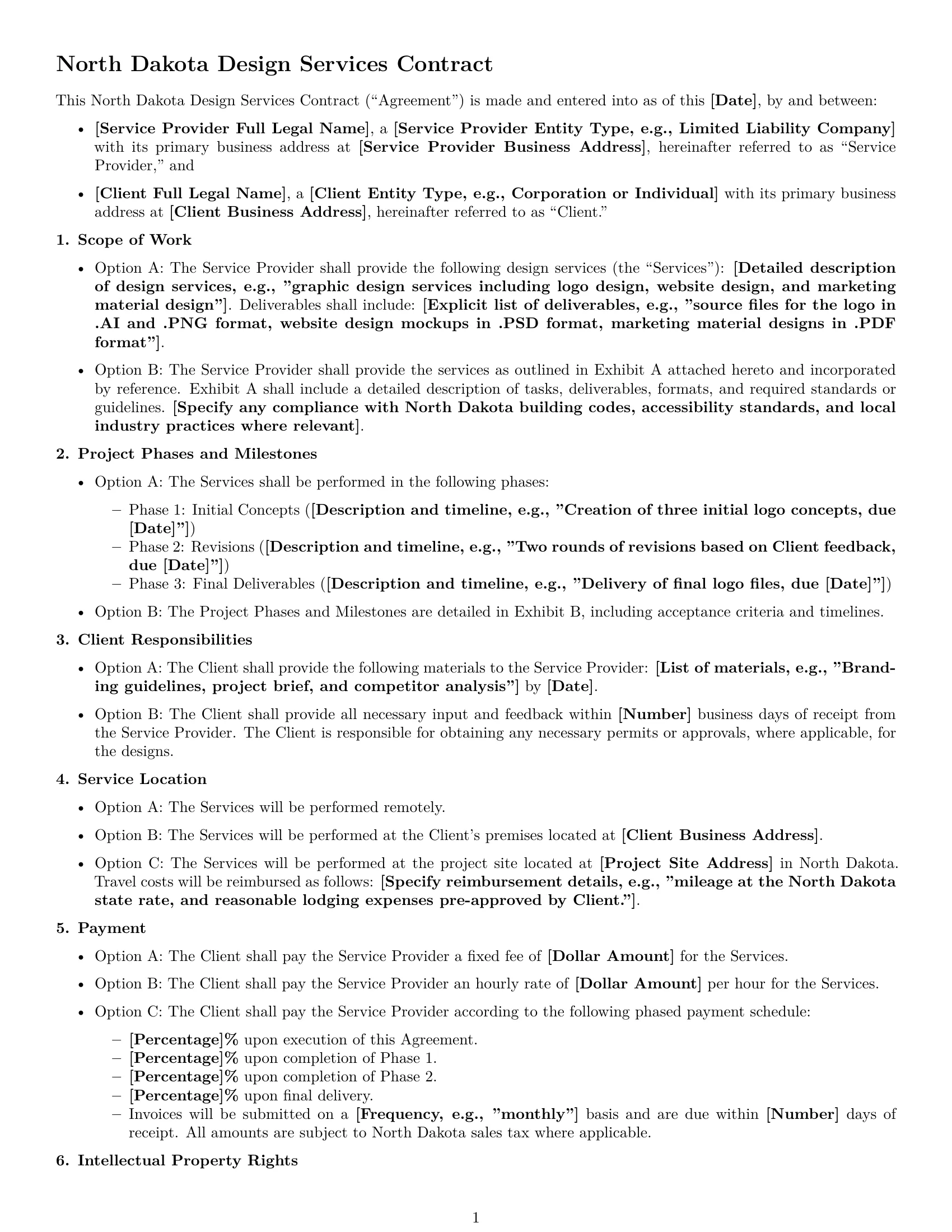 Preview page 1 of Free North Dakota design service contract template