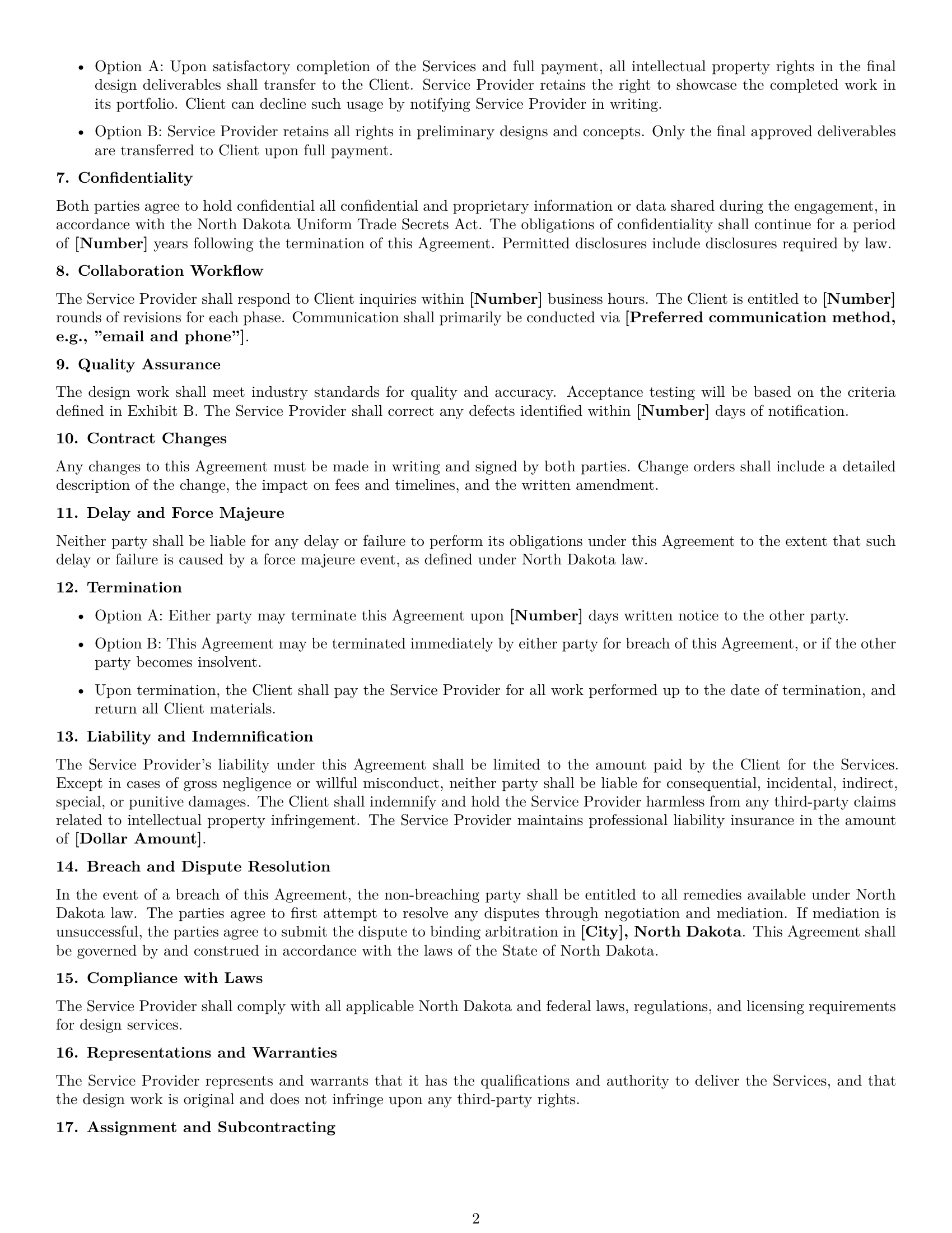Preview page 2 of Free North Dakota design service contract template