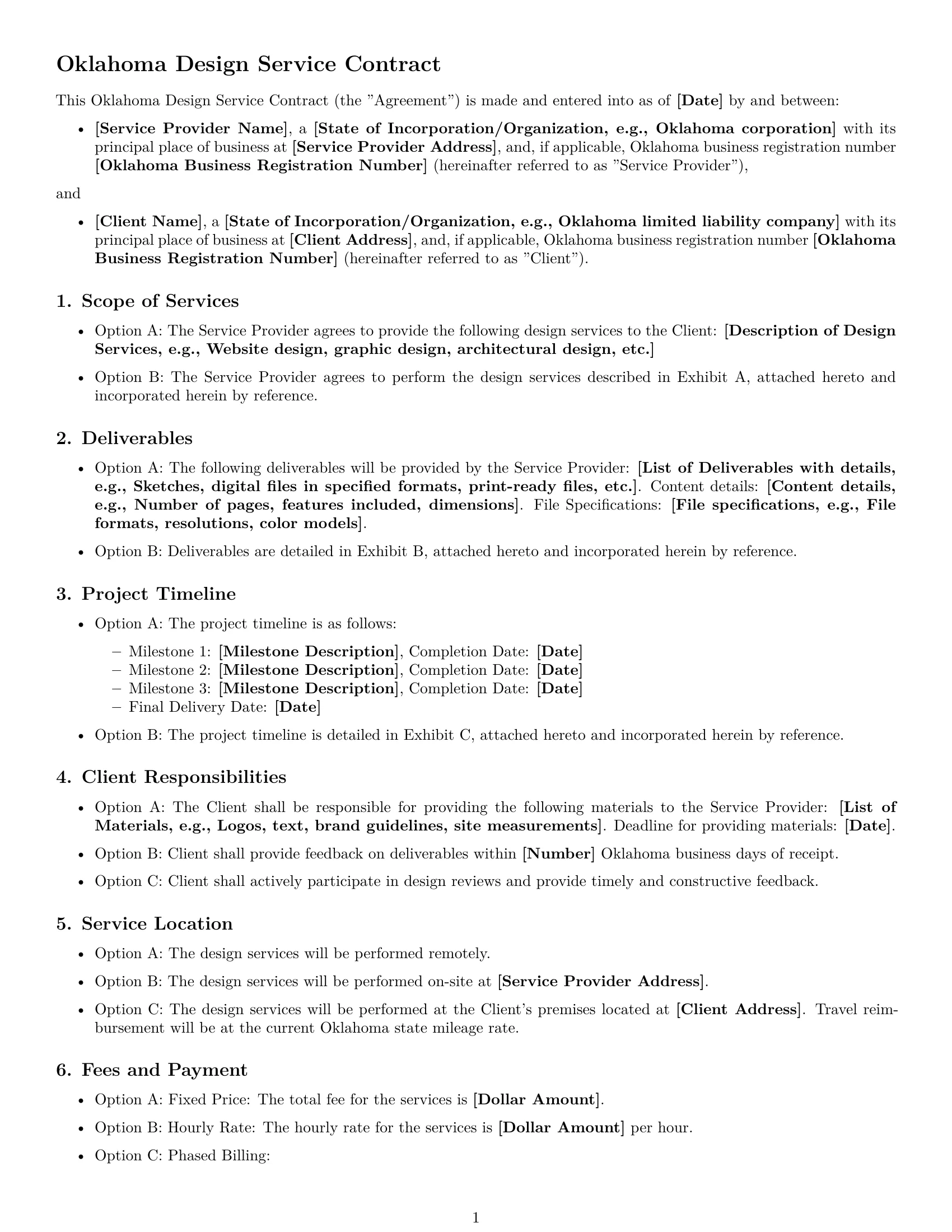 Preview page 1 of Free Oklahoma design service contract template