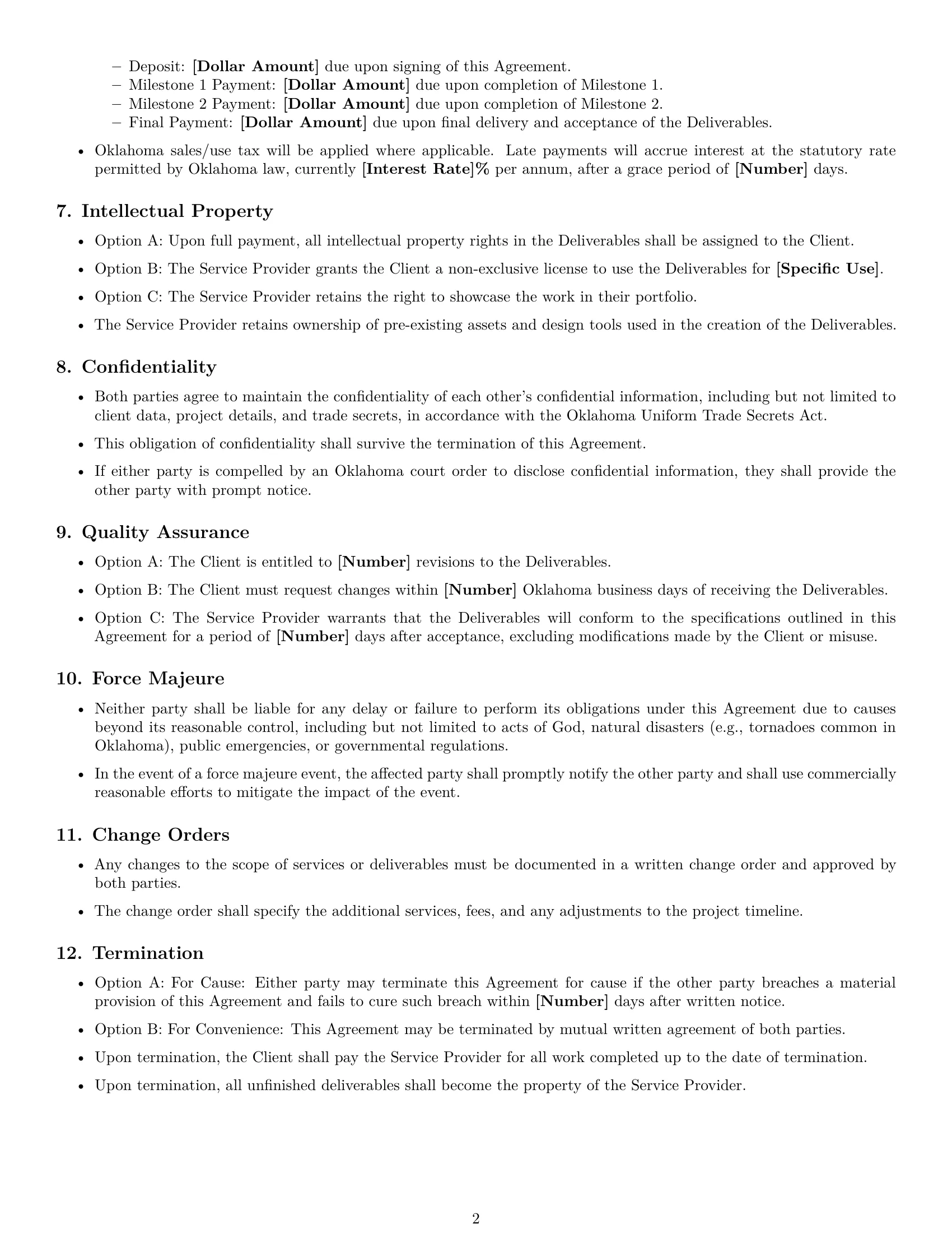 Preview page 2 of Free Oklahoma design service contract template