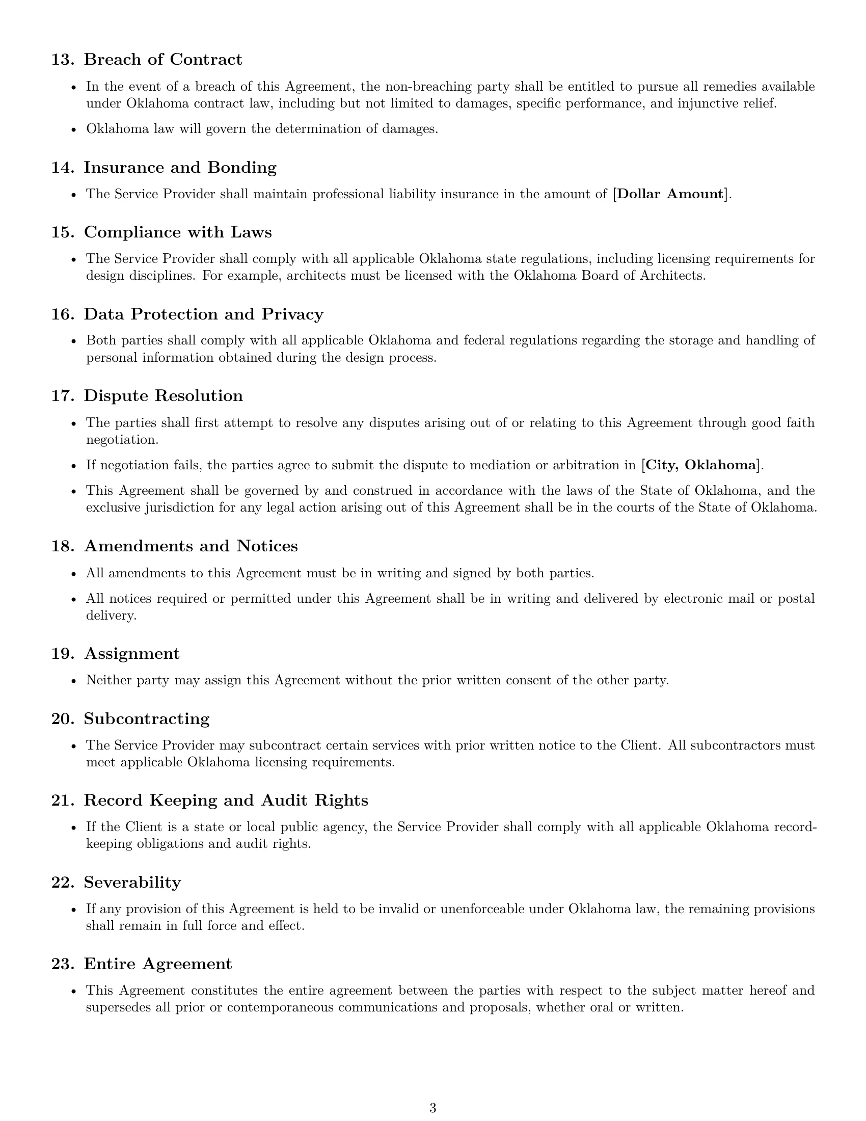 Preview page 3 of Free Oklahoma design service contract template