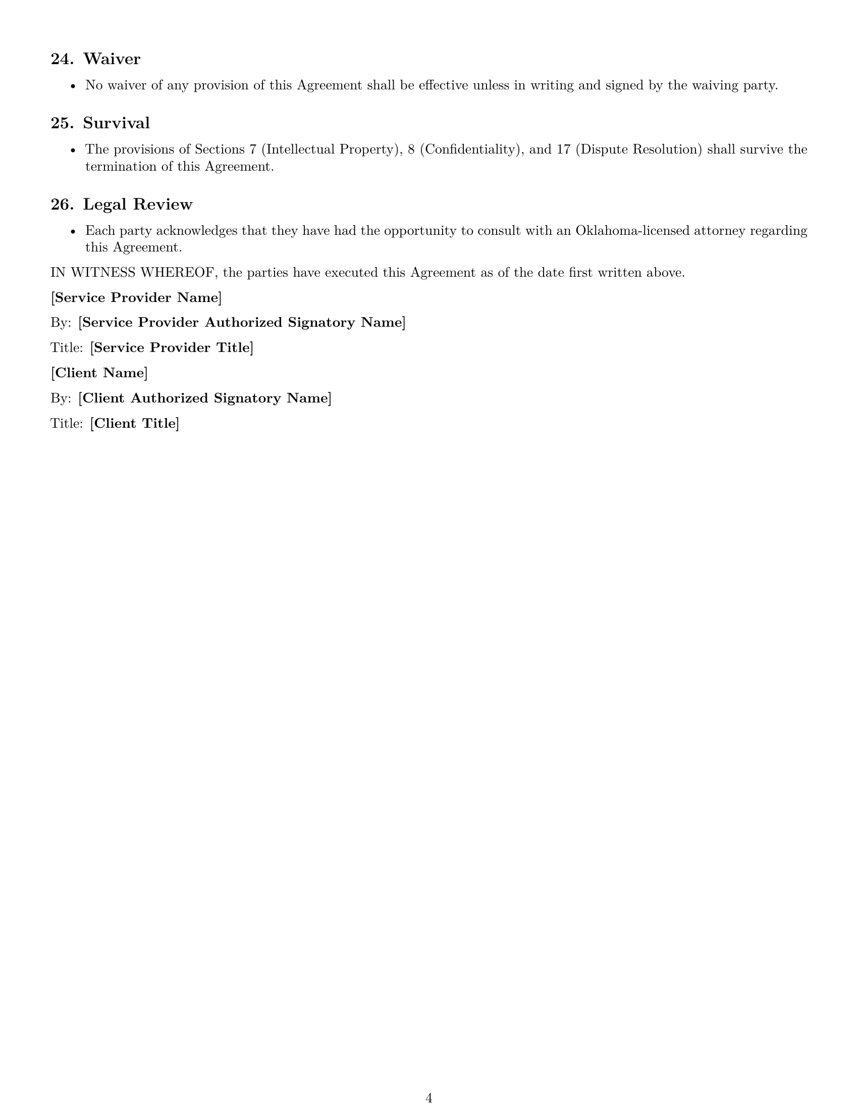 Preview page 4 of Free Oklahoma design service contract template