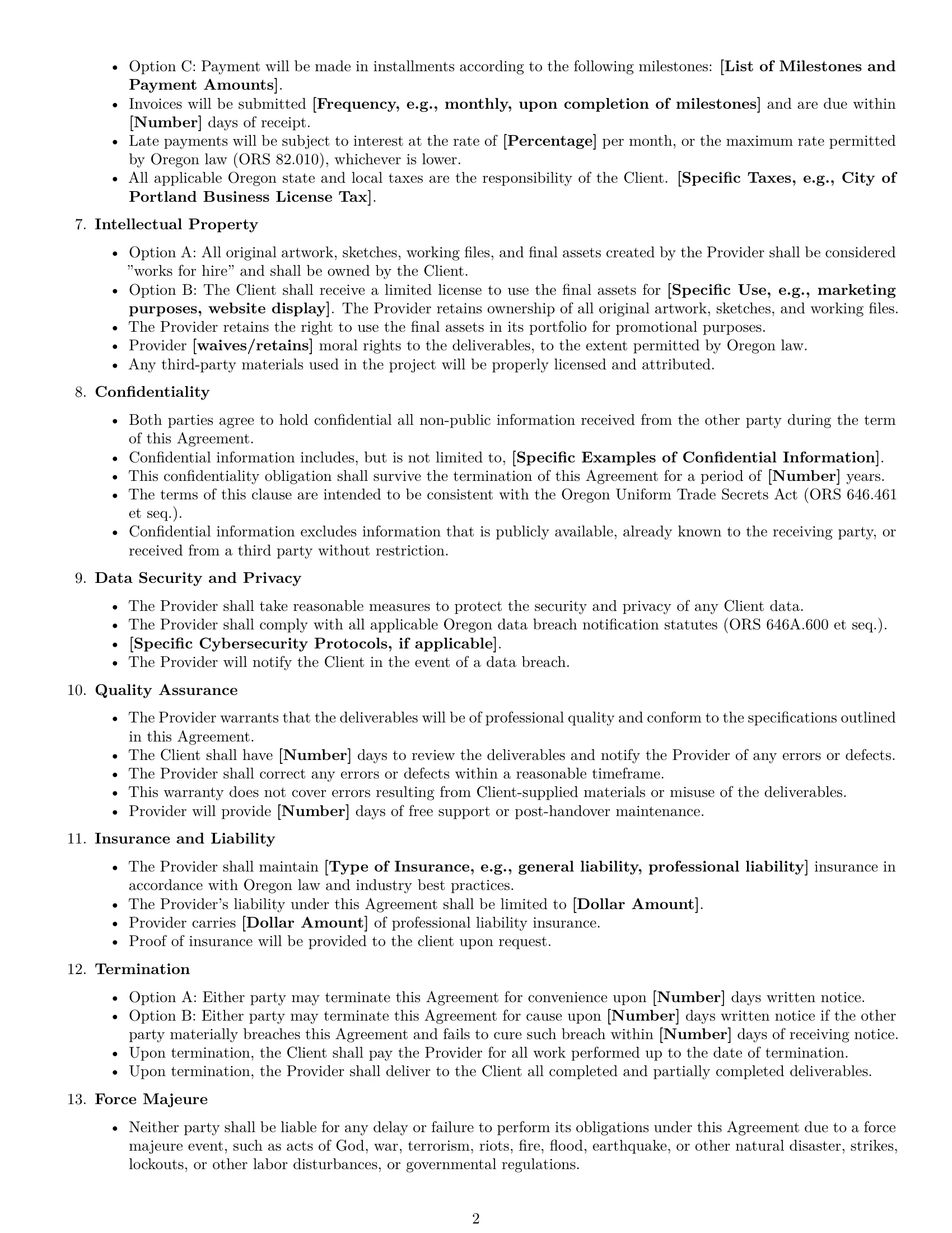 Preview page 2 of Free Oregon design service contract template