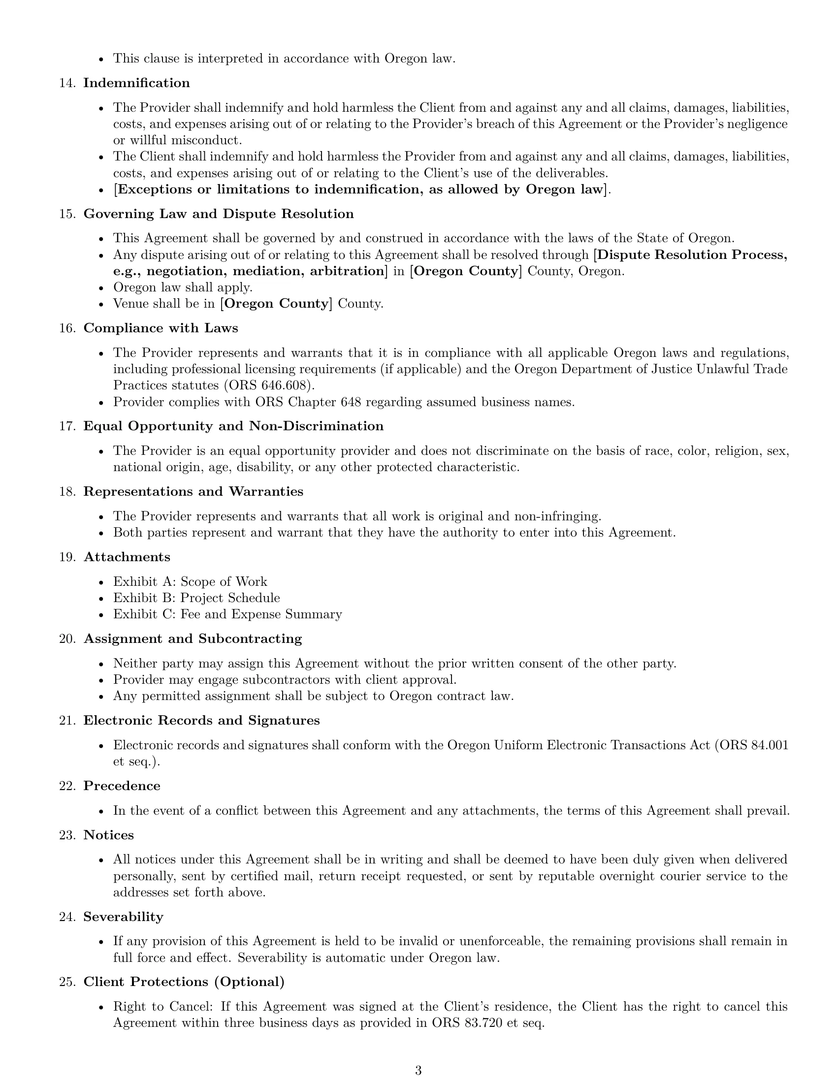 Preview page 3 of Free Oregon design service contract template
