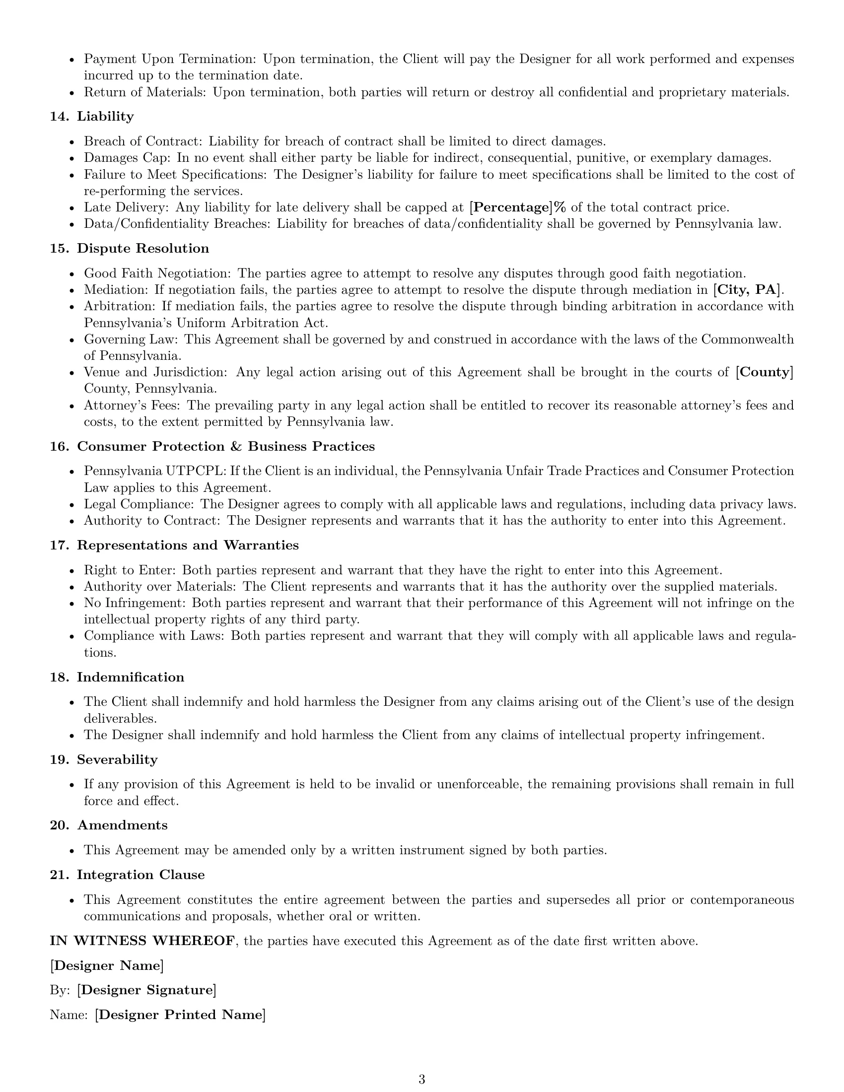Preview page 3 of Free Pennsylvania design service contract template