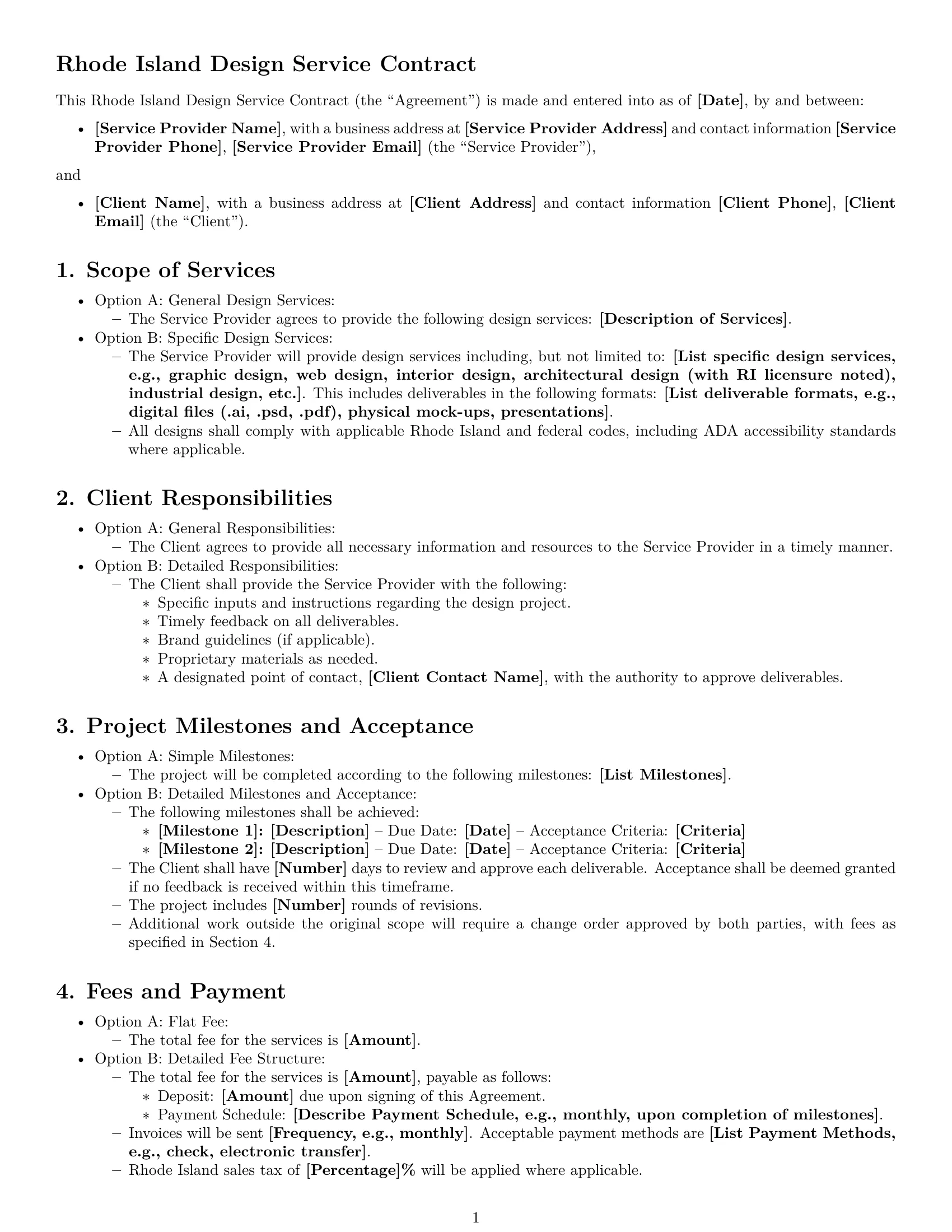 Preview page 1 of Free Rhode Island design service contract template