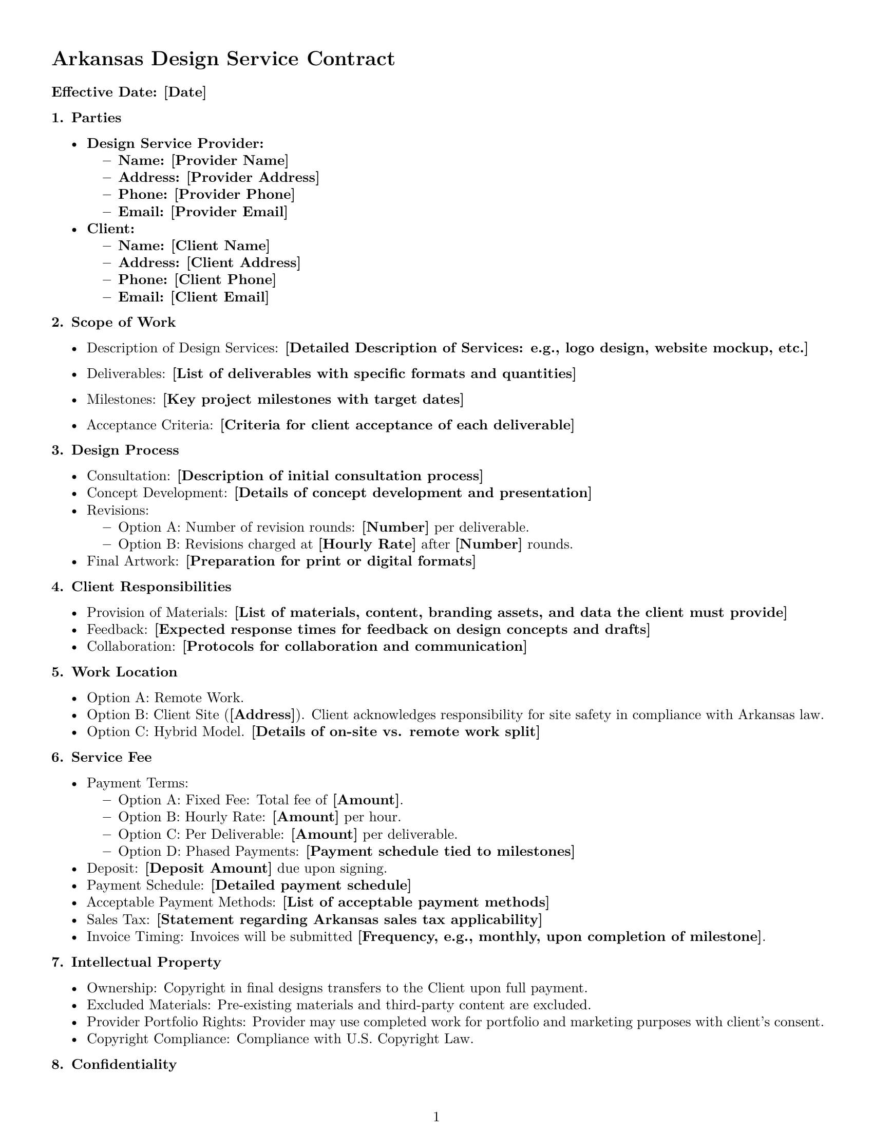 Preview page 1 of Free Arkansas design service contract template