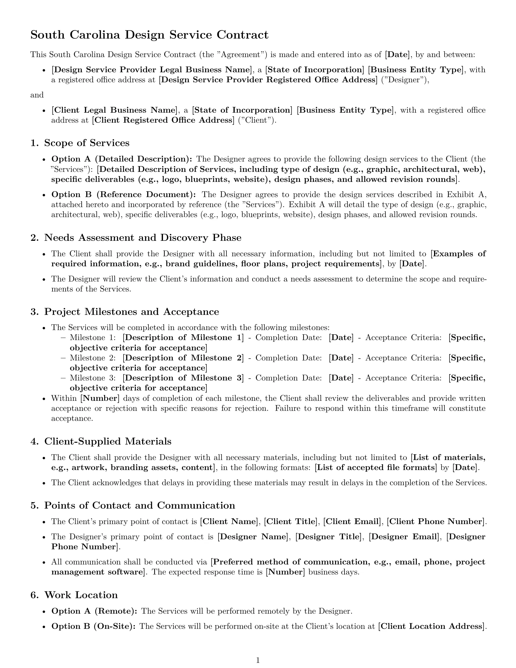 Preview page 1 of Free South Carolina design service contract template