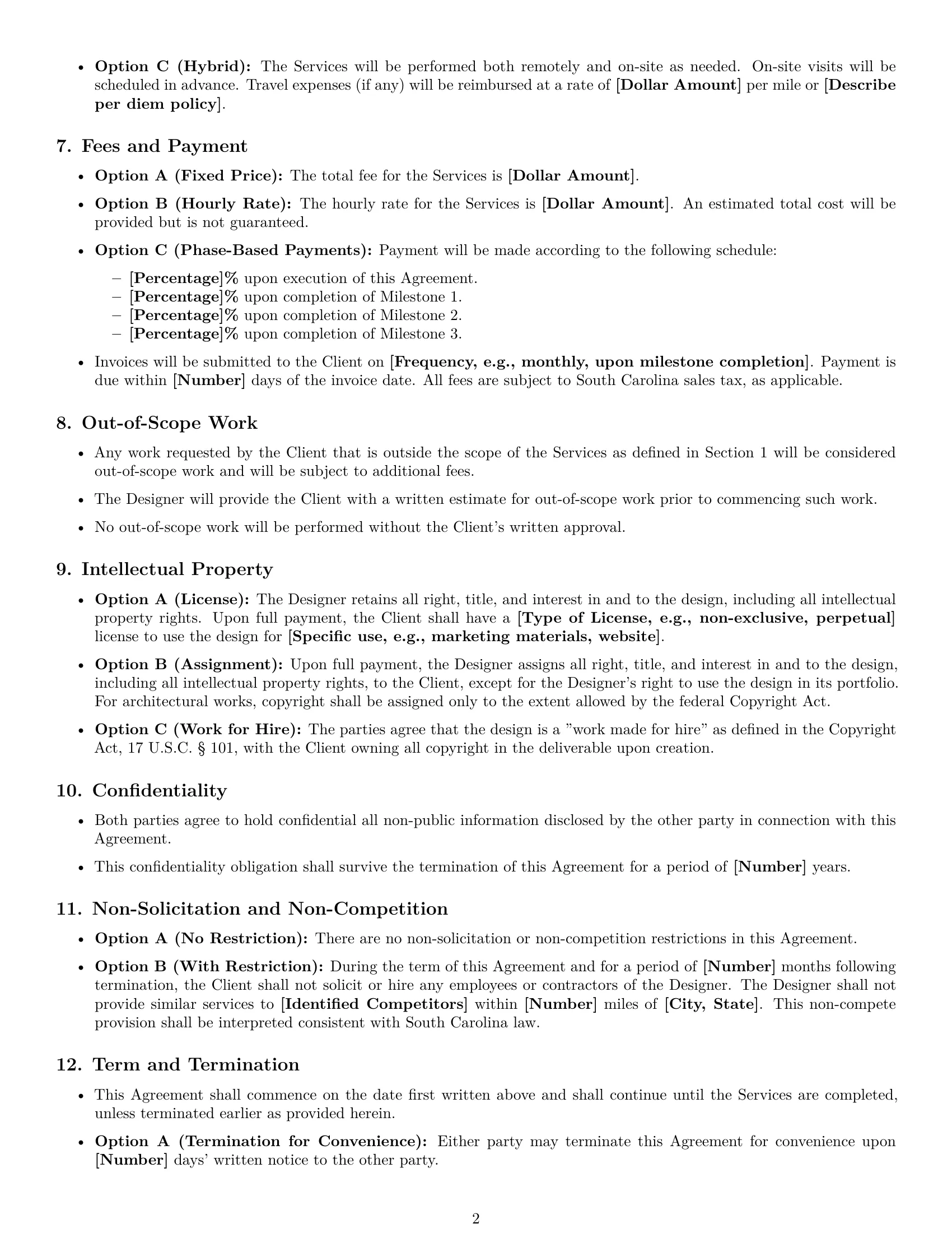 Preview page 2 of Free South Carolina design service contract template