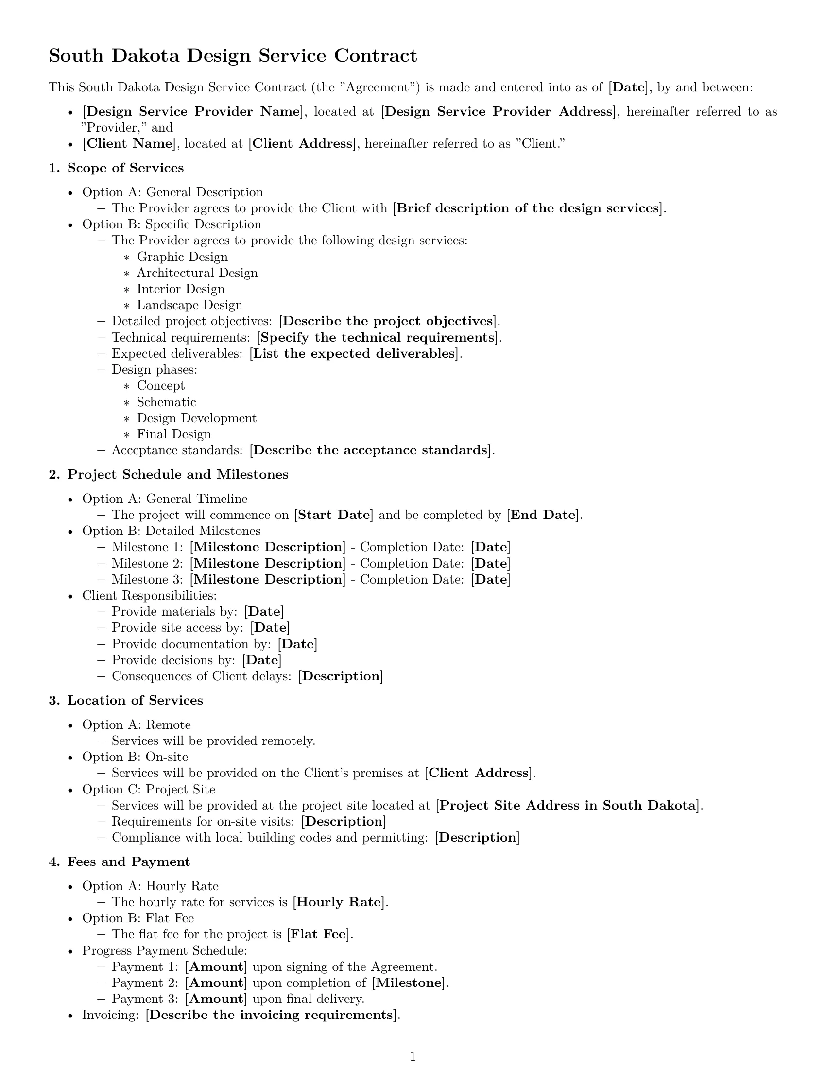 Preview page 1 of Free South Dakota design service contract template