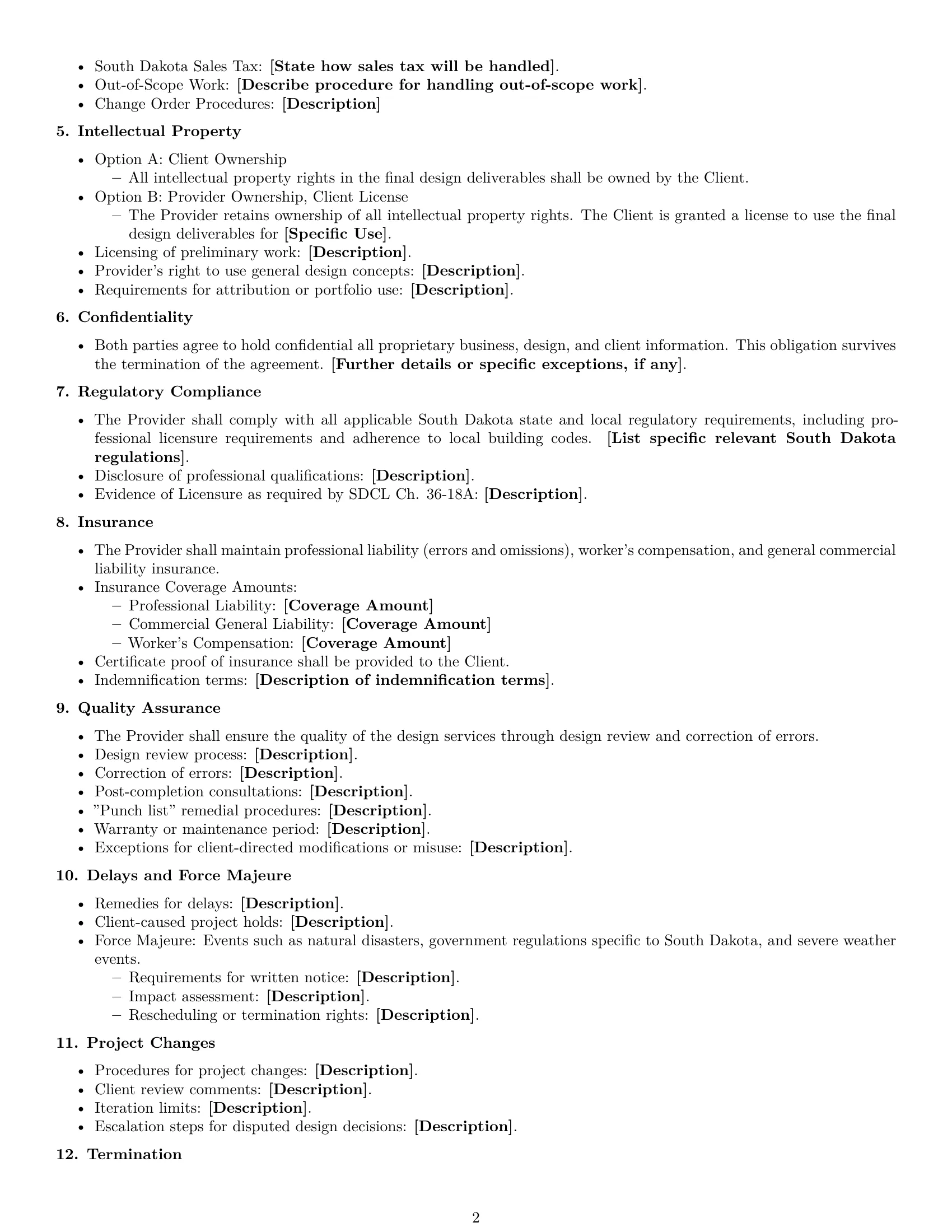 Preview page 2 of Free South Dakota design service contract template