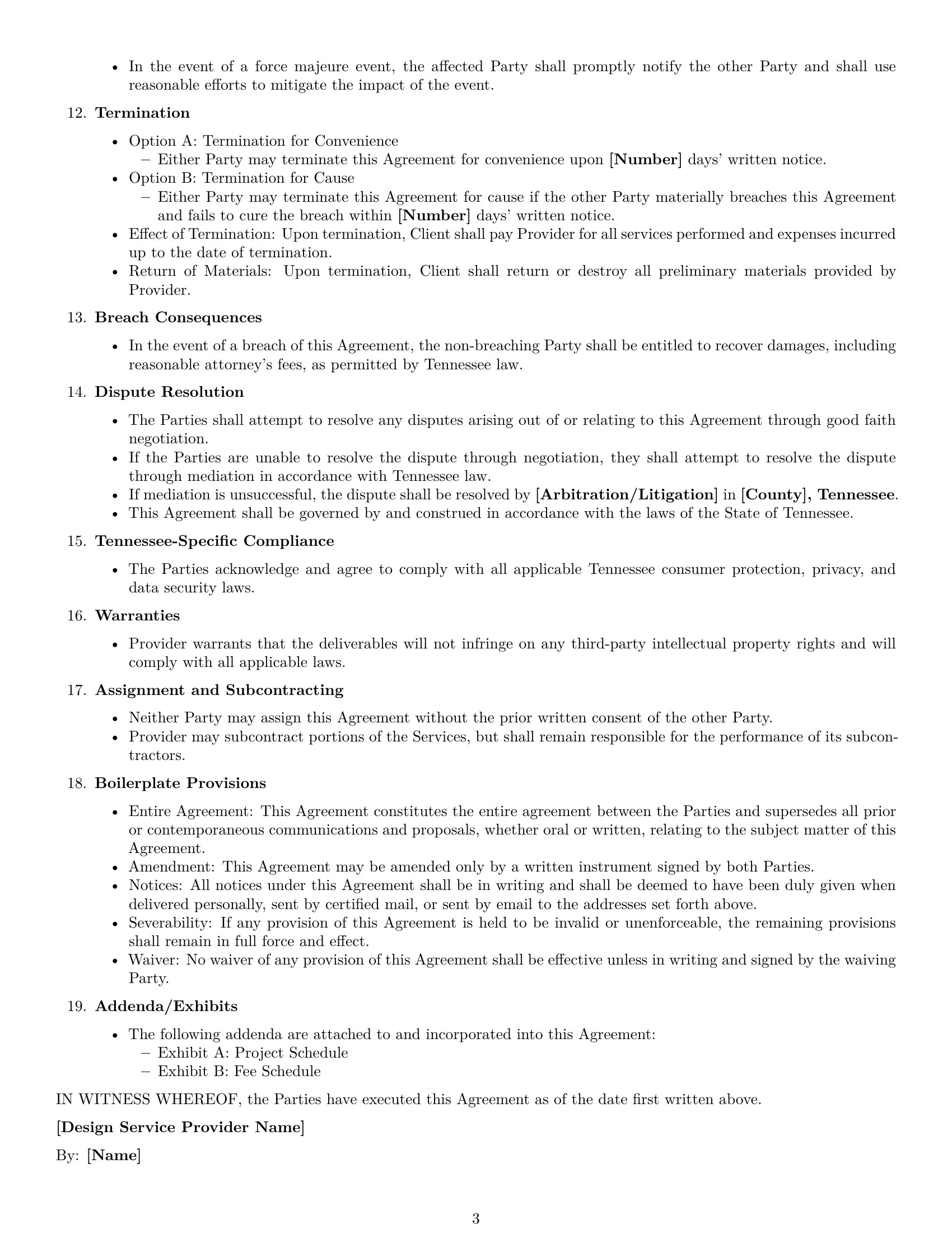 Preview page 3 of Free Tennessee design service contract template