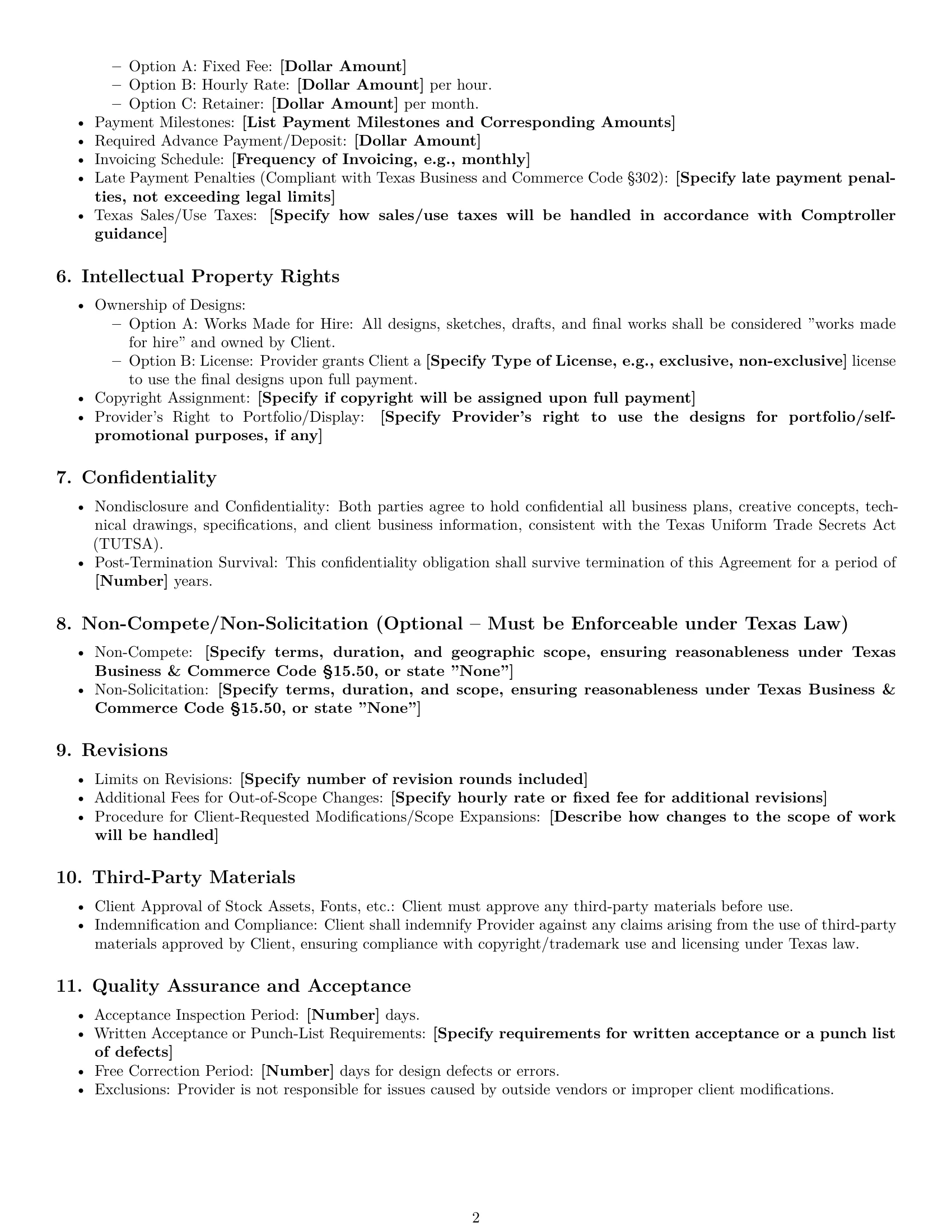 Preview page 2 of Free Texas design service contract template