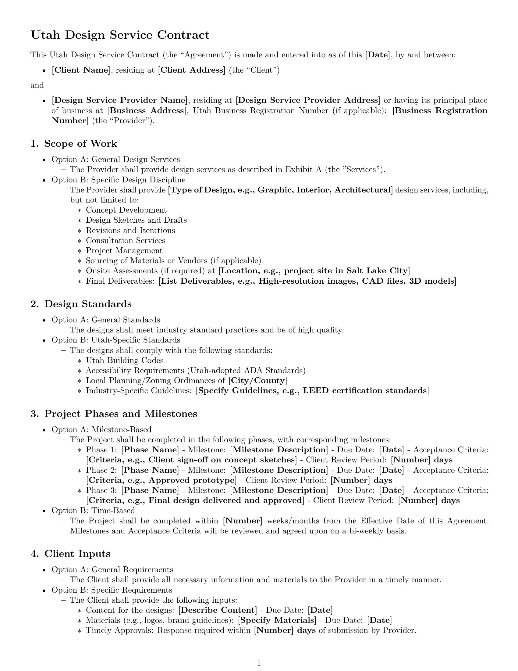 Preview page 1 of Free Utah design service contract template