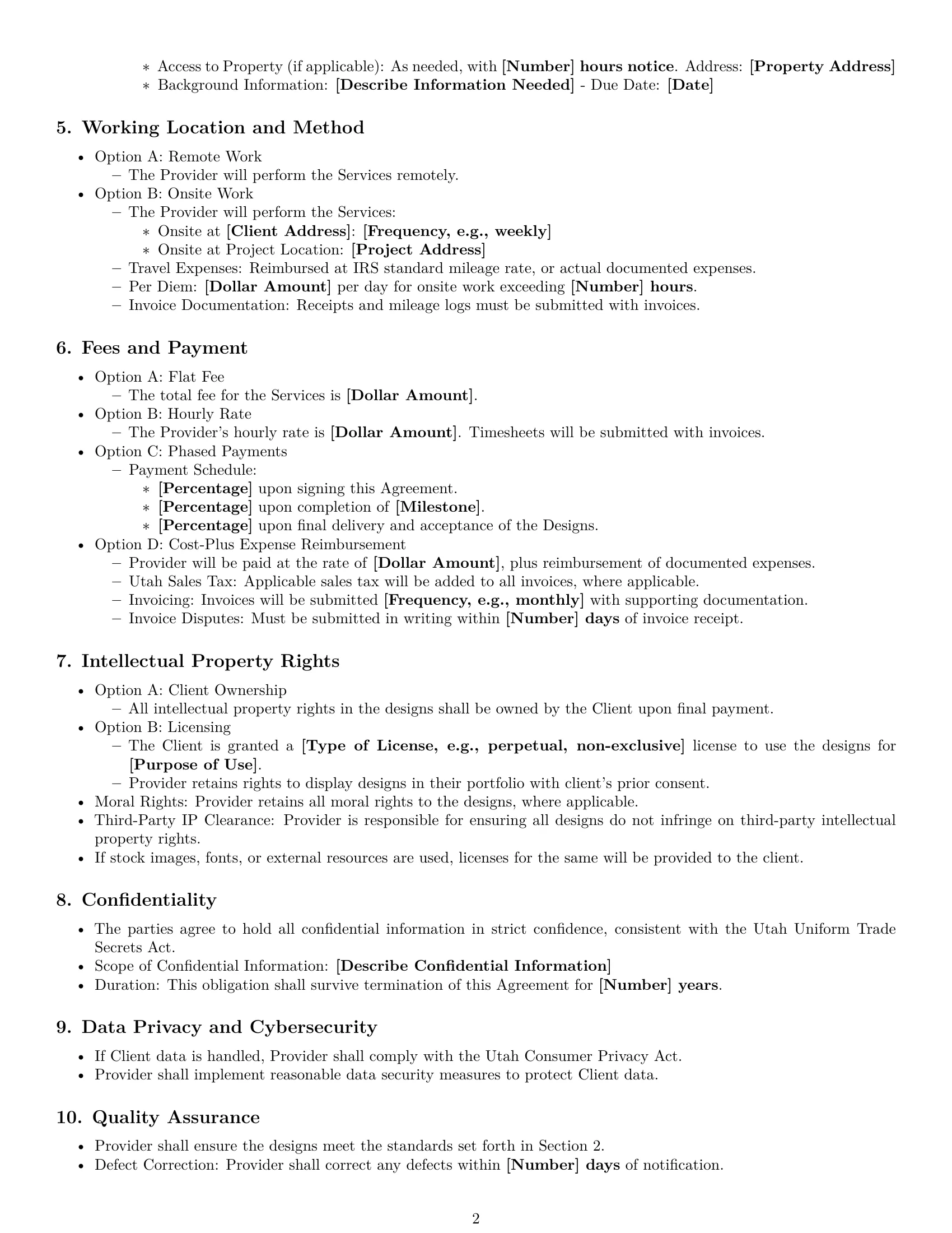Preview page 2 of Free Utah design service contract template