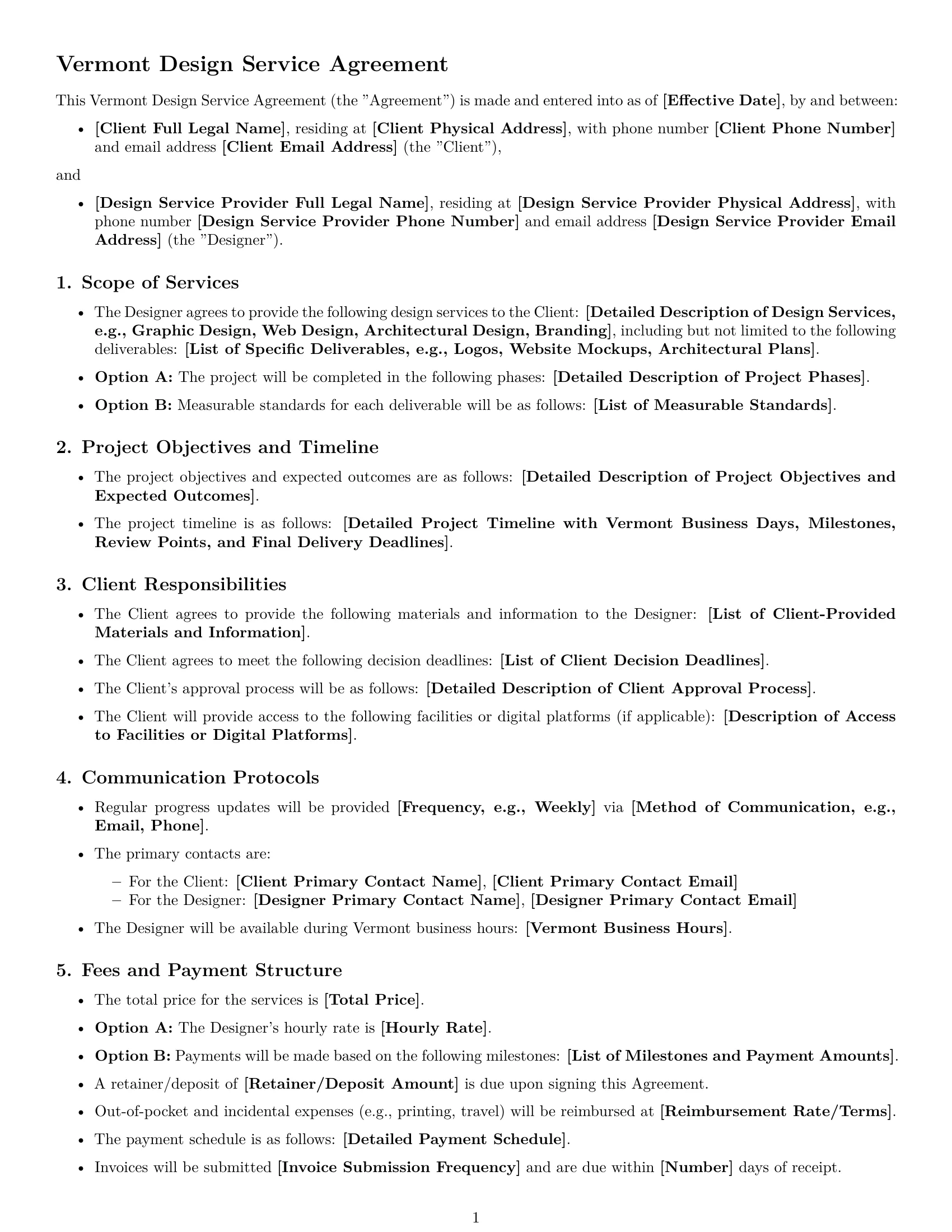 Preview page 1 of Free Vermont design service contract template