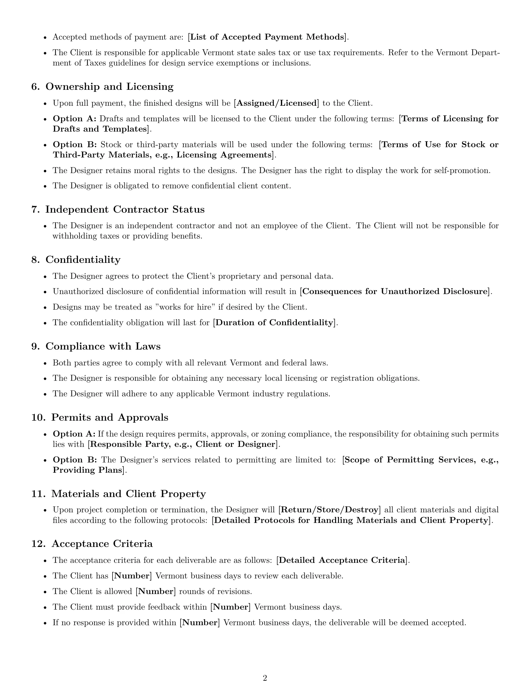 Preview page 2 of Free Vermont design service contract template