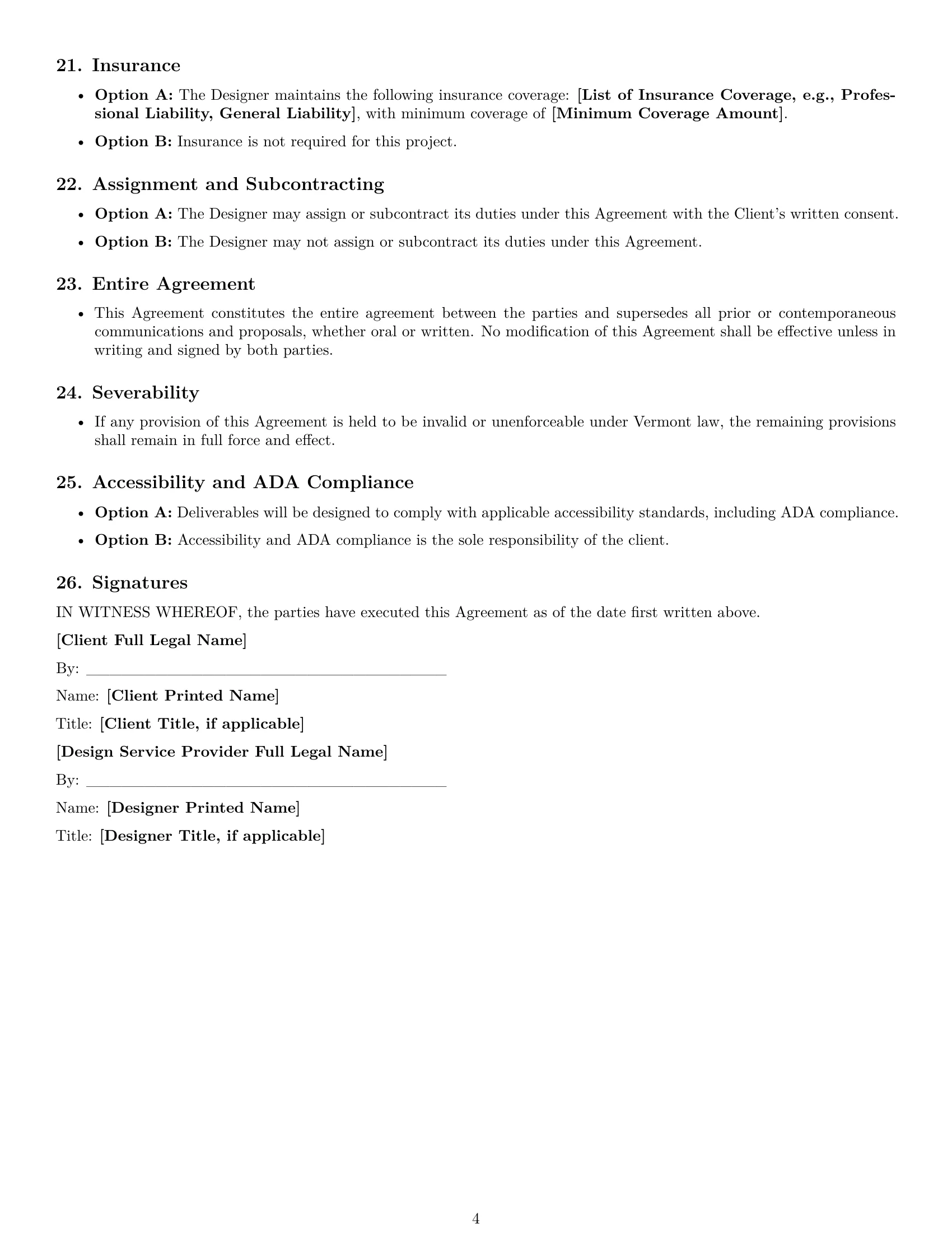 Preview page 4 of Free Vermont design service contract template