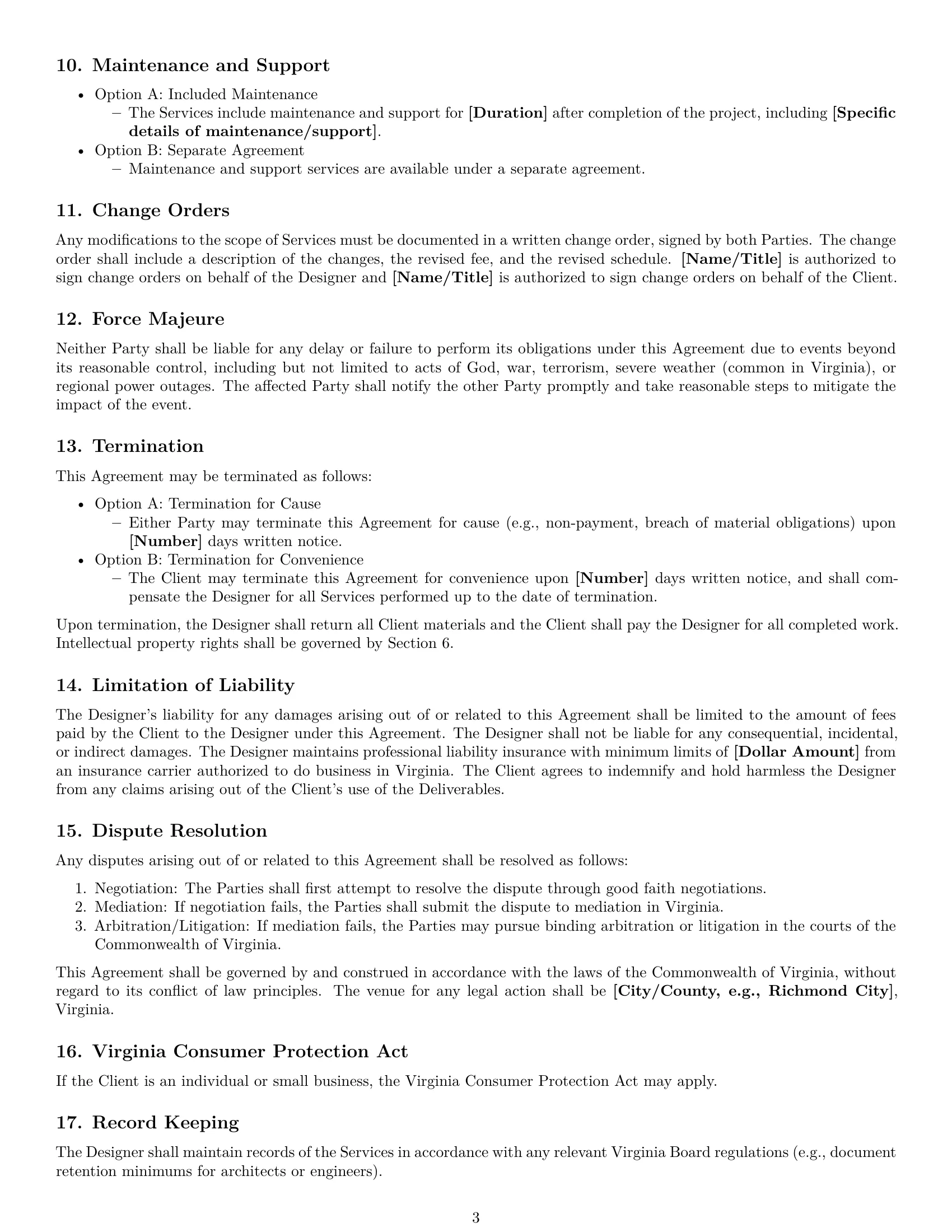 Preview page 3 of Free Virginia design service contract template