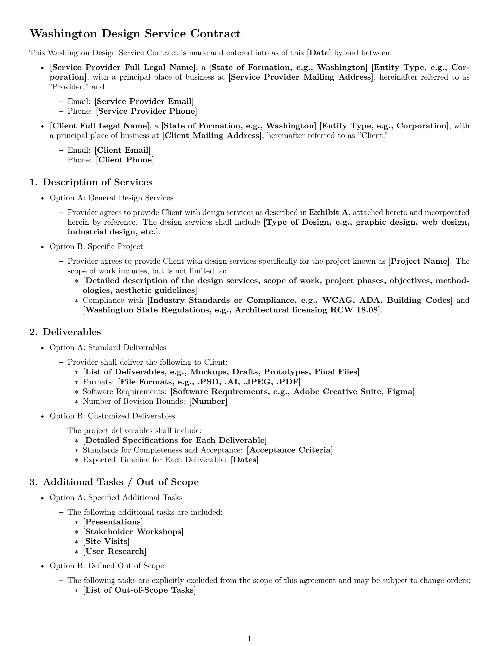 Preview page 1 of Free Washington design service contract template