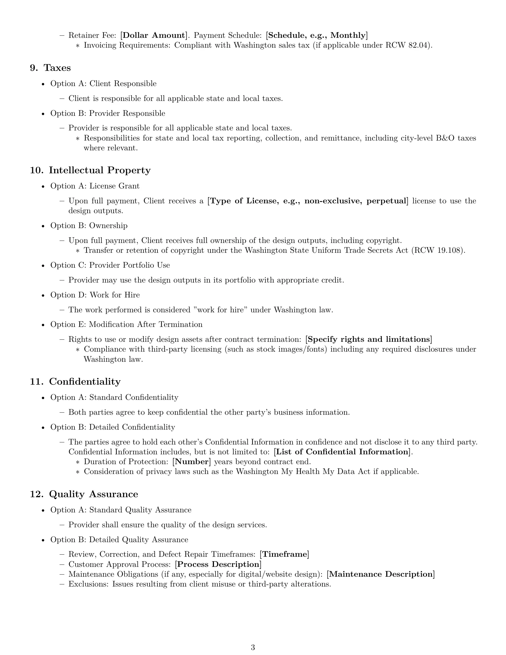 Preview page 3 of Free Washington design service contract template