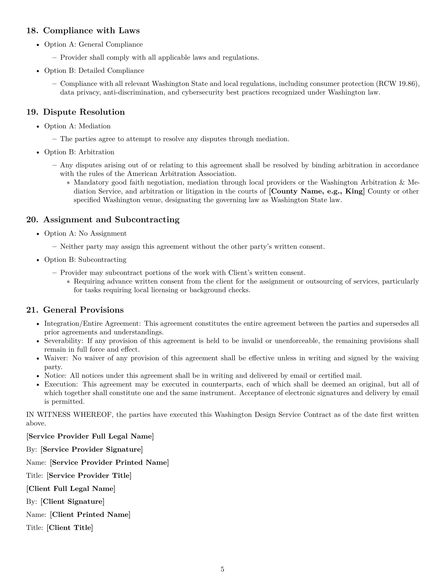 Preview page 5 of Free Washington design service contract template