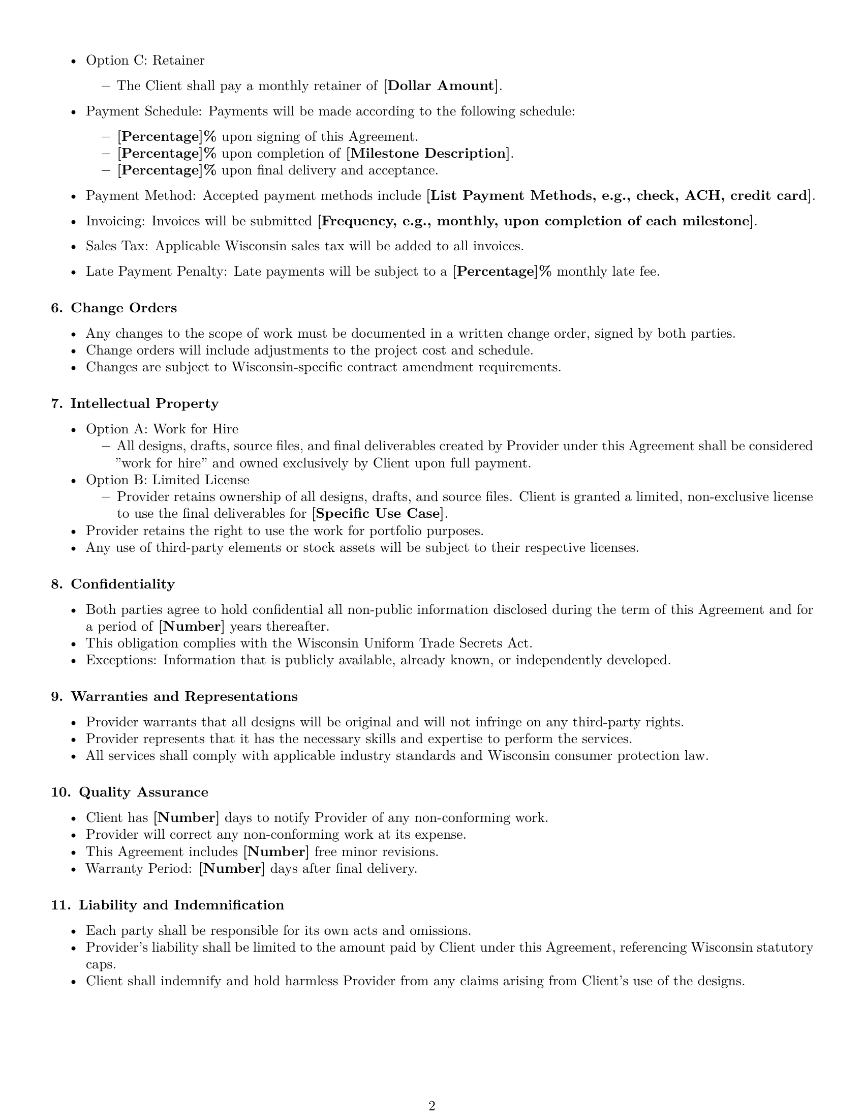 Preview page 2 of Free Wisconsin design service contract template