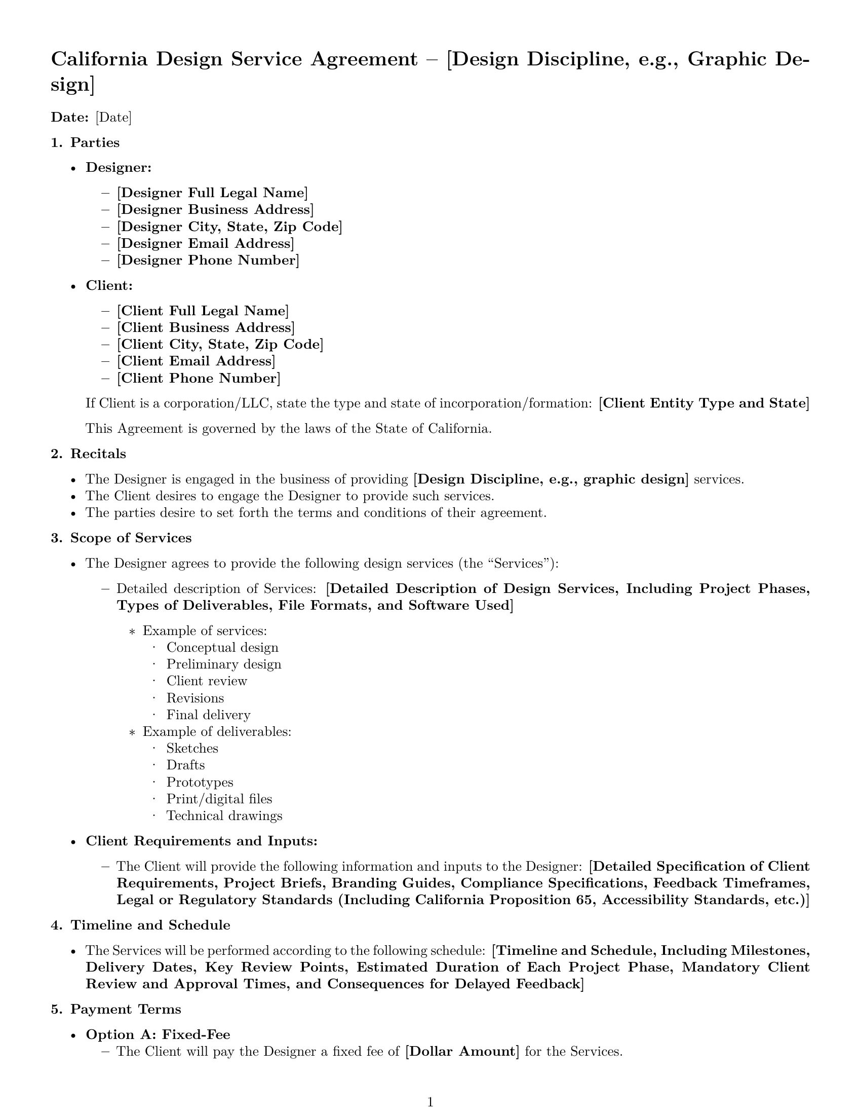 Preview page 1 of Free California design service contract template