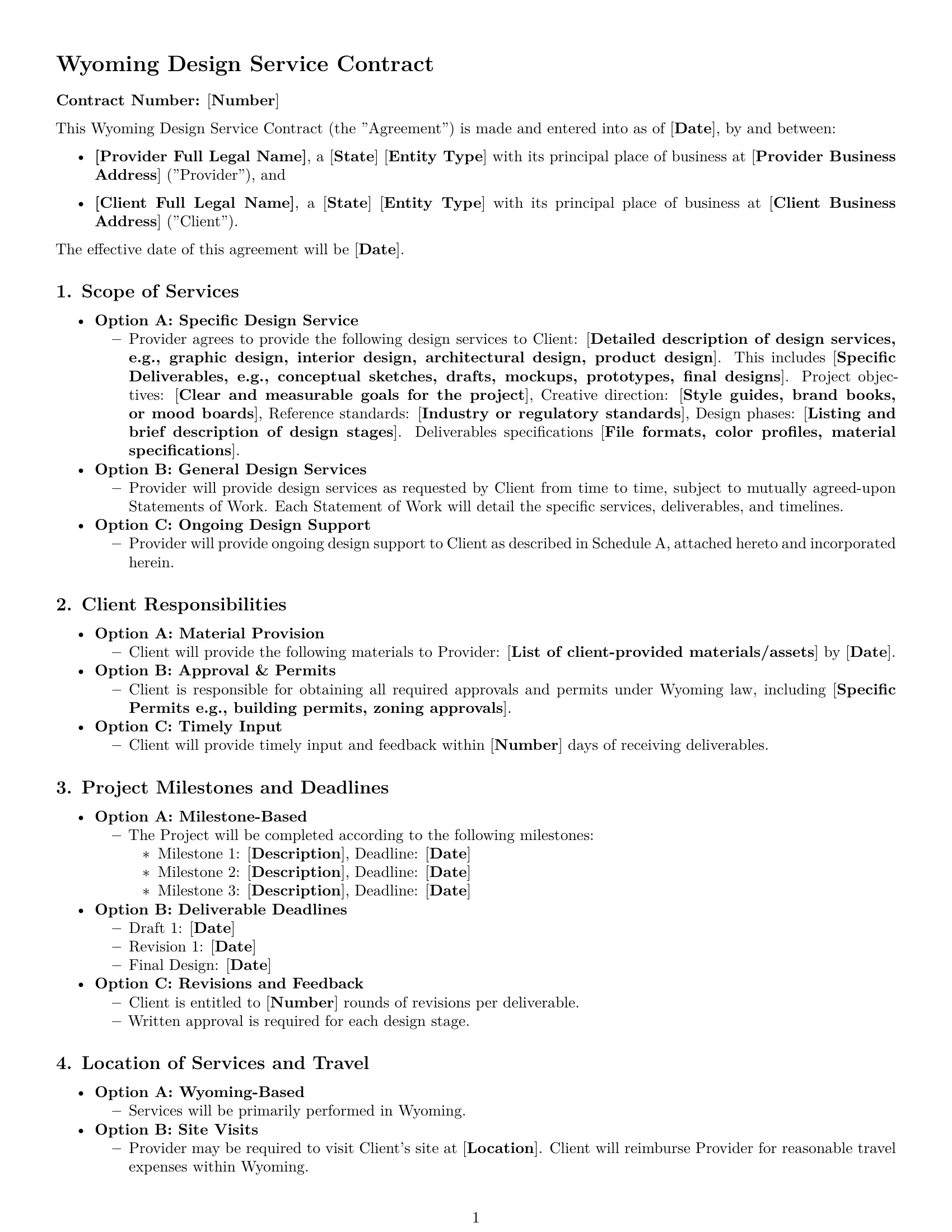 Preview page 1 of Free Wyoming design service contract template