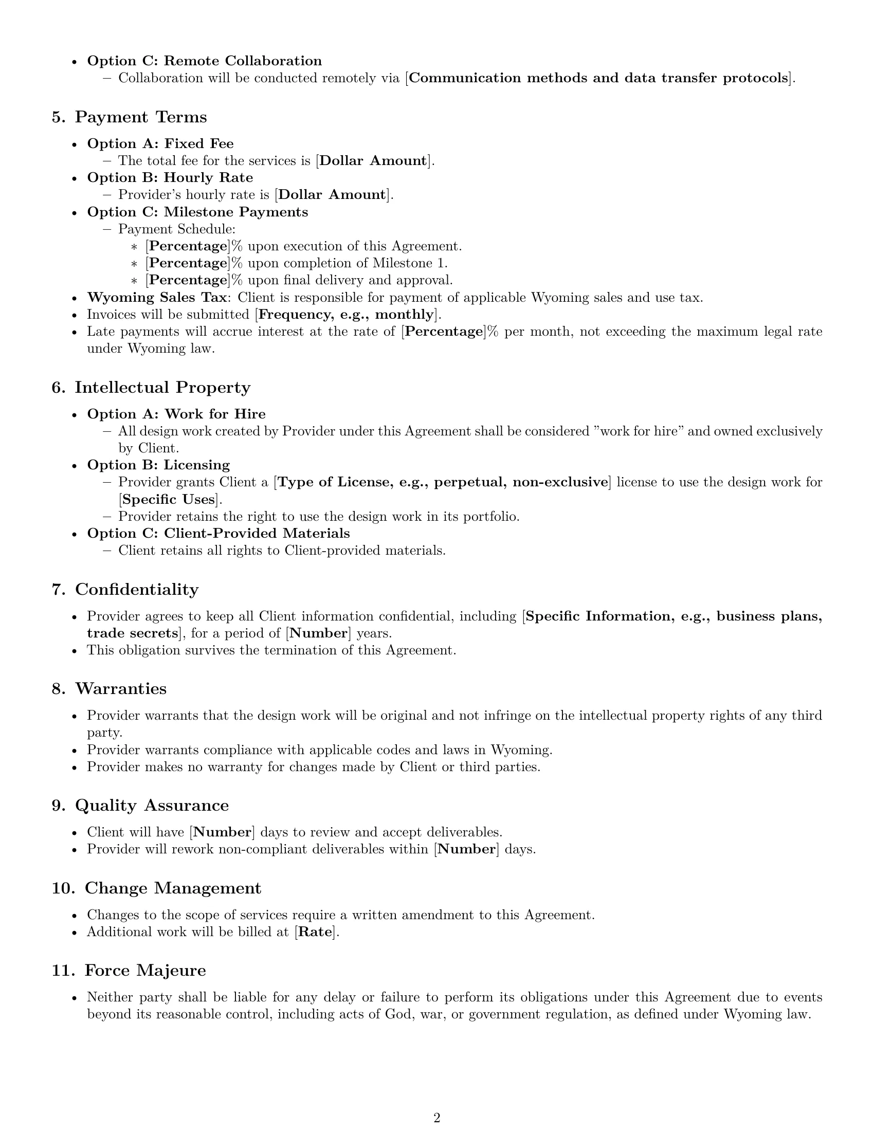 Preview page 2 of Free Wyoming design service contract template