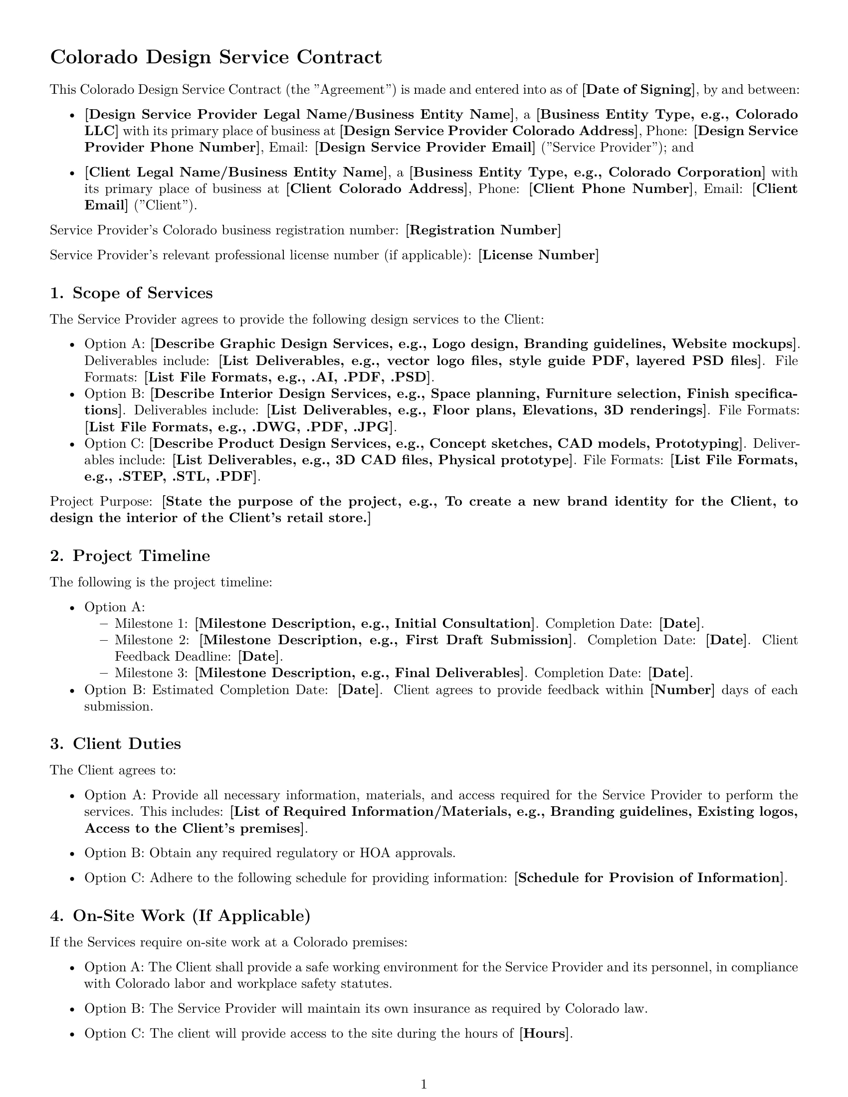 Preview page 1 of Free Colorado design service contract template