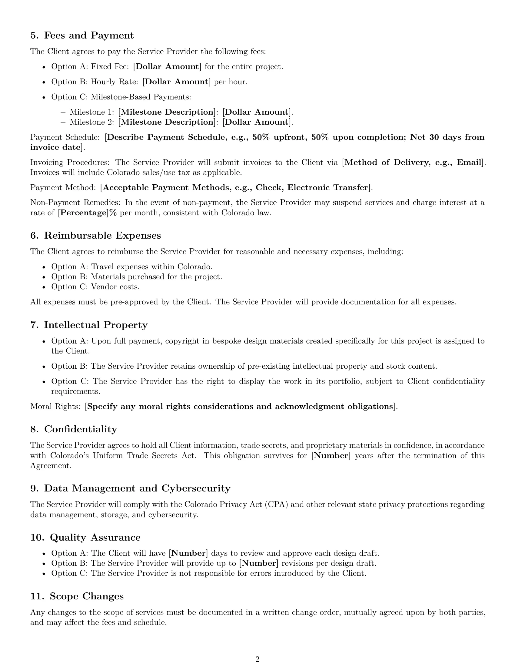 Preview page 2 of Free Colorado design service contract template
