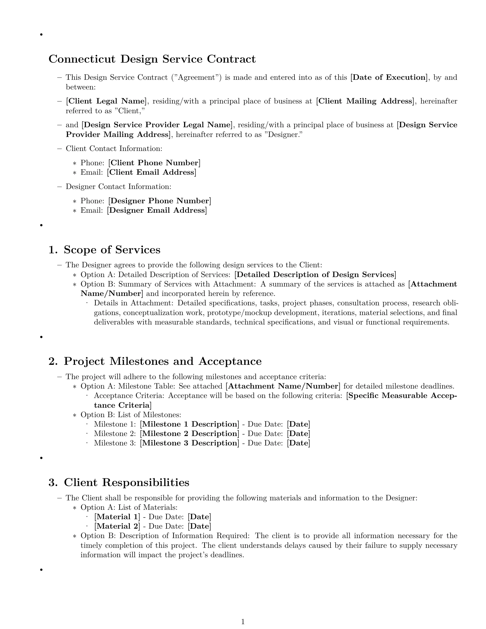 Preview page 1 of Free Connecticut design service contract template
