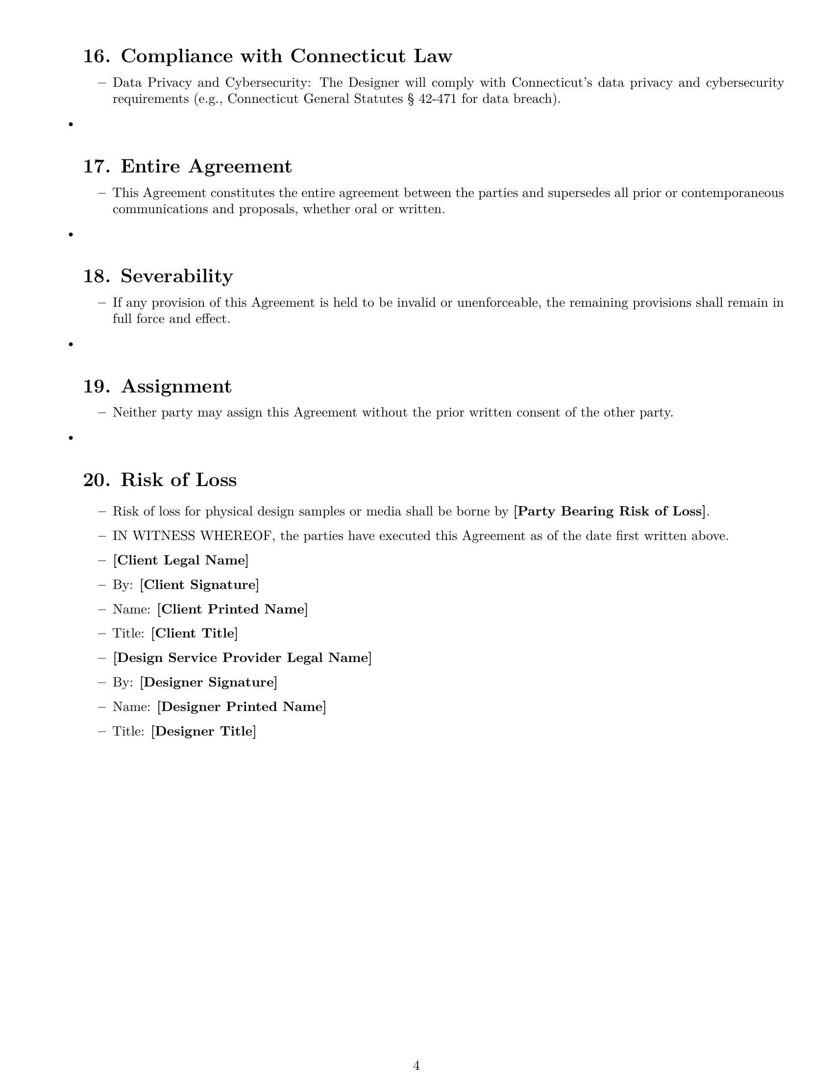 Preview page 4 of Free Connecticut design service contract template