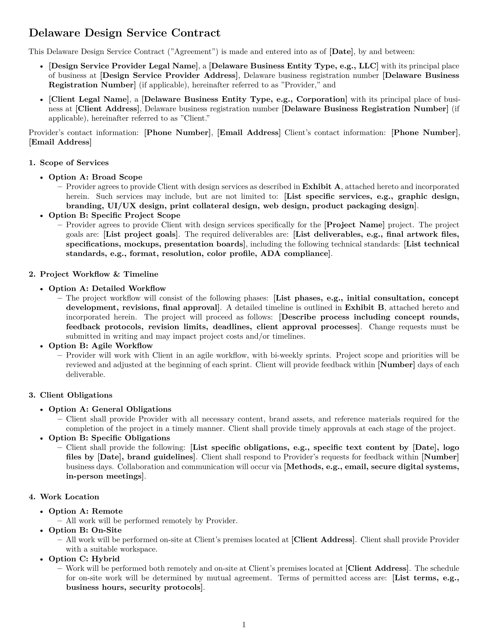 Preview page 1 of Free Delaware design service contract template
