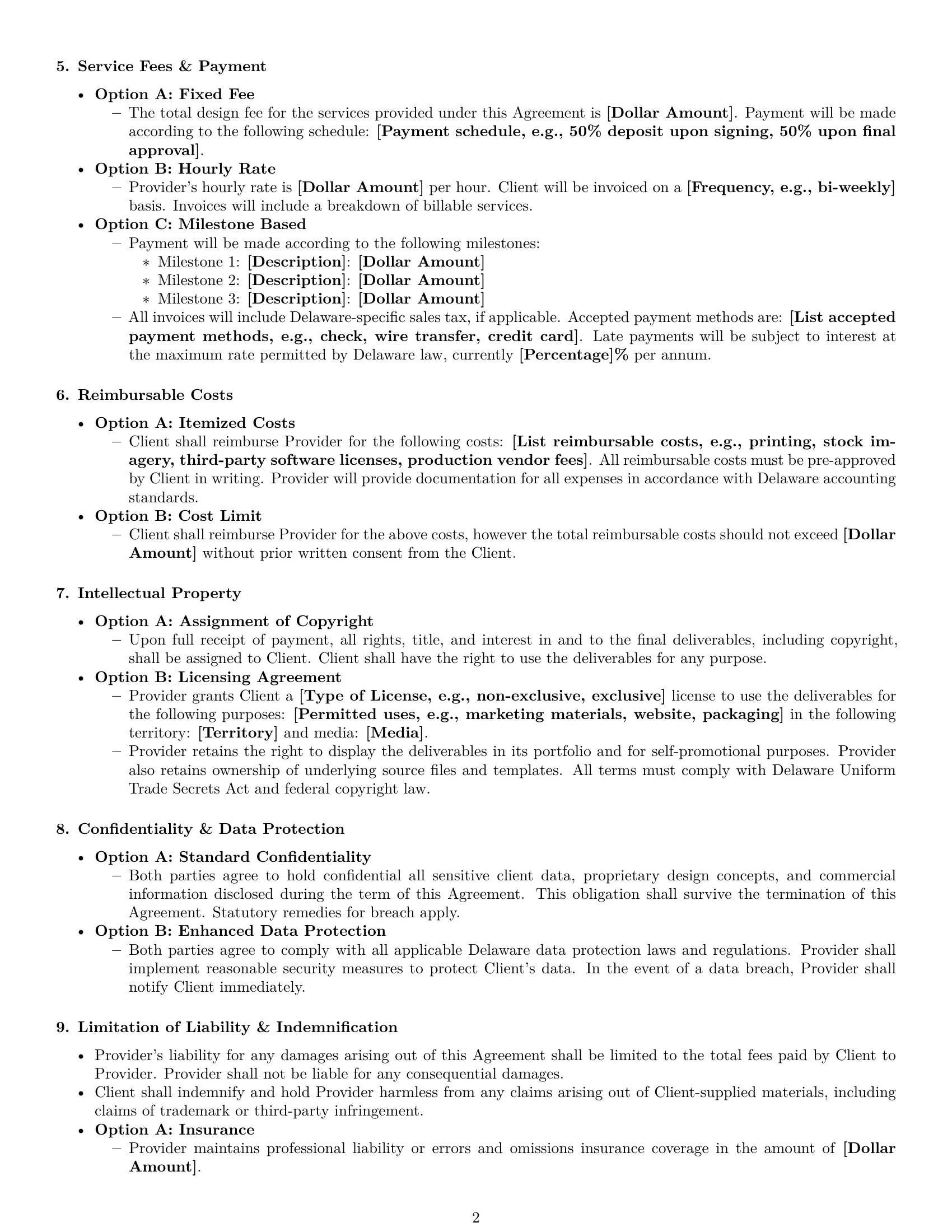 Preview page 2 of Free Delaware design service contract template