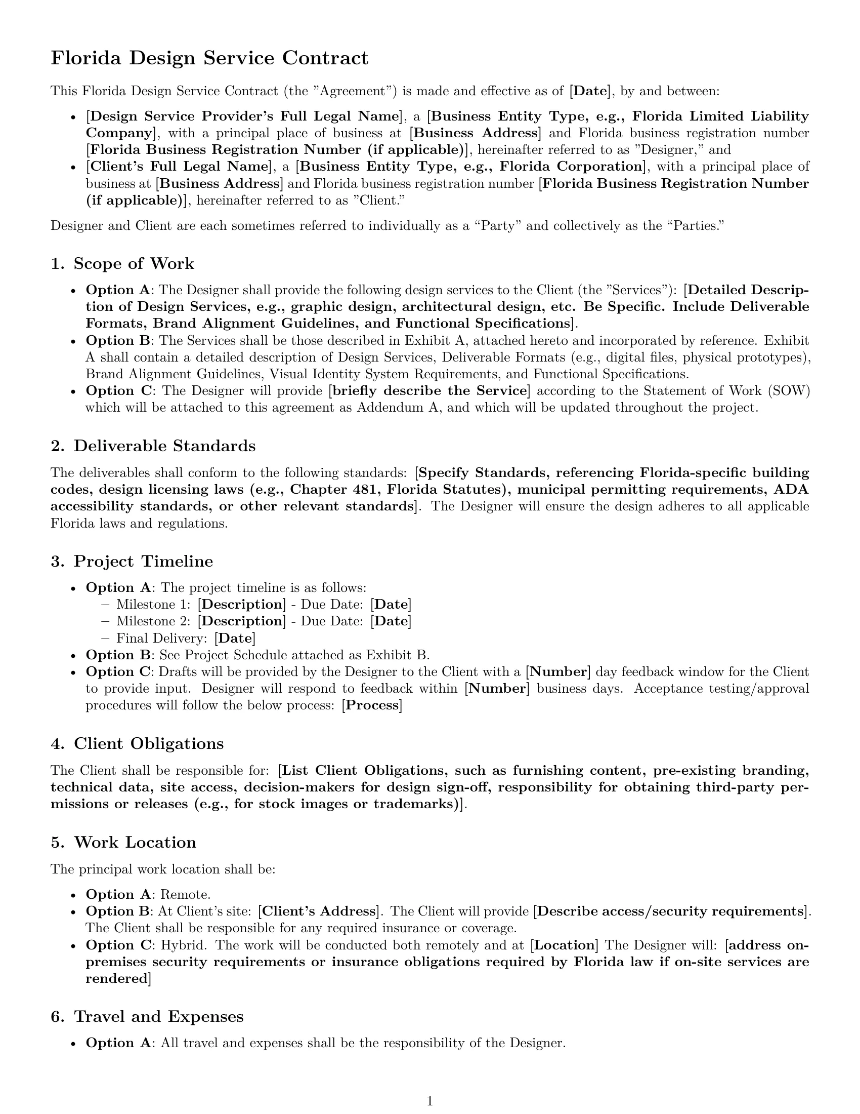 Preview page 1 of Free Florida design service contract template