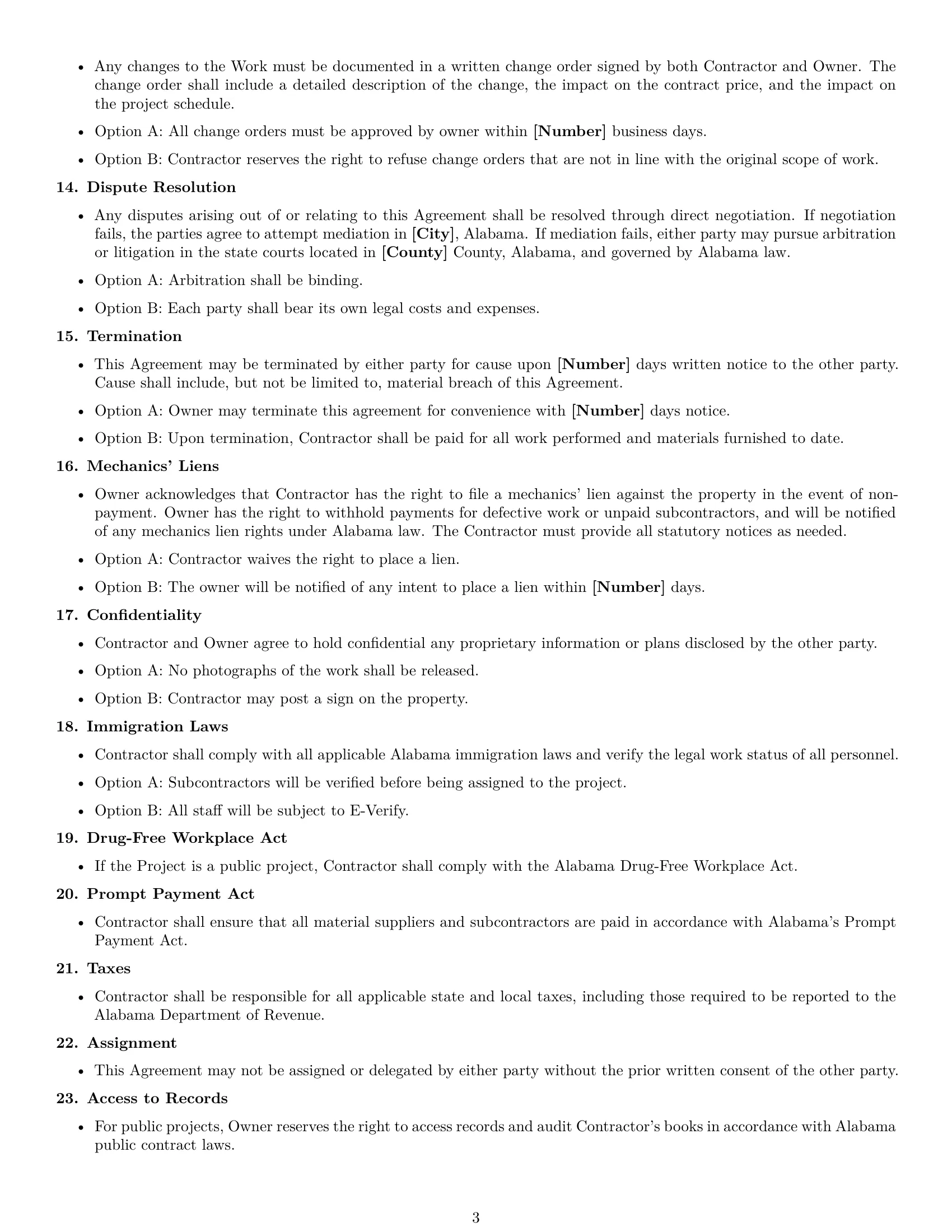 Preview page 3 of Free Alabama construction service contract template