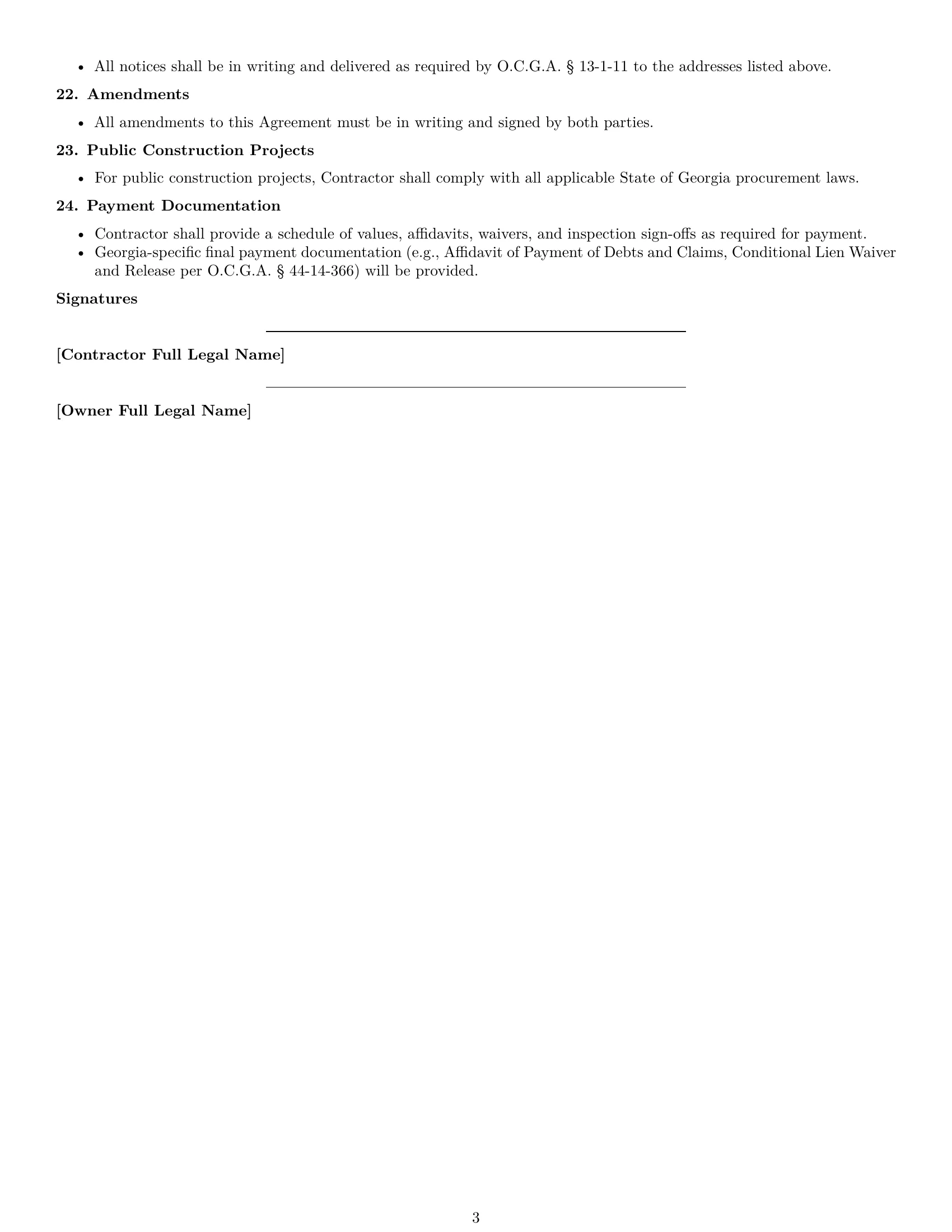 Preview page 3 of Free Georgia construction service contract template