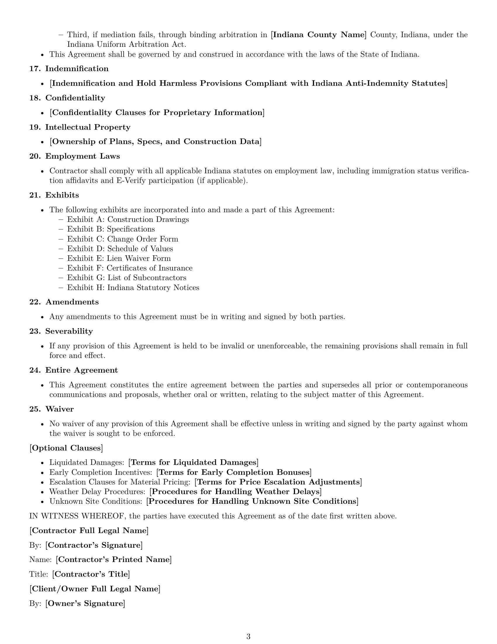 Preview page 3 of Free Indiana construction service contract template